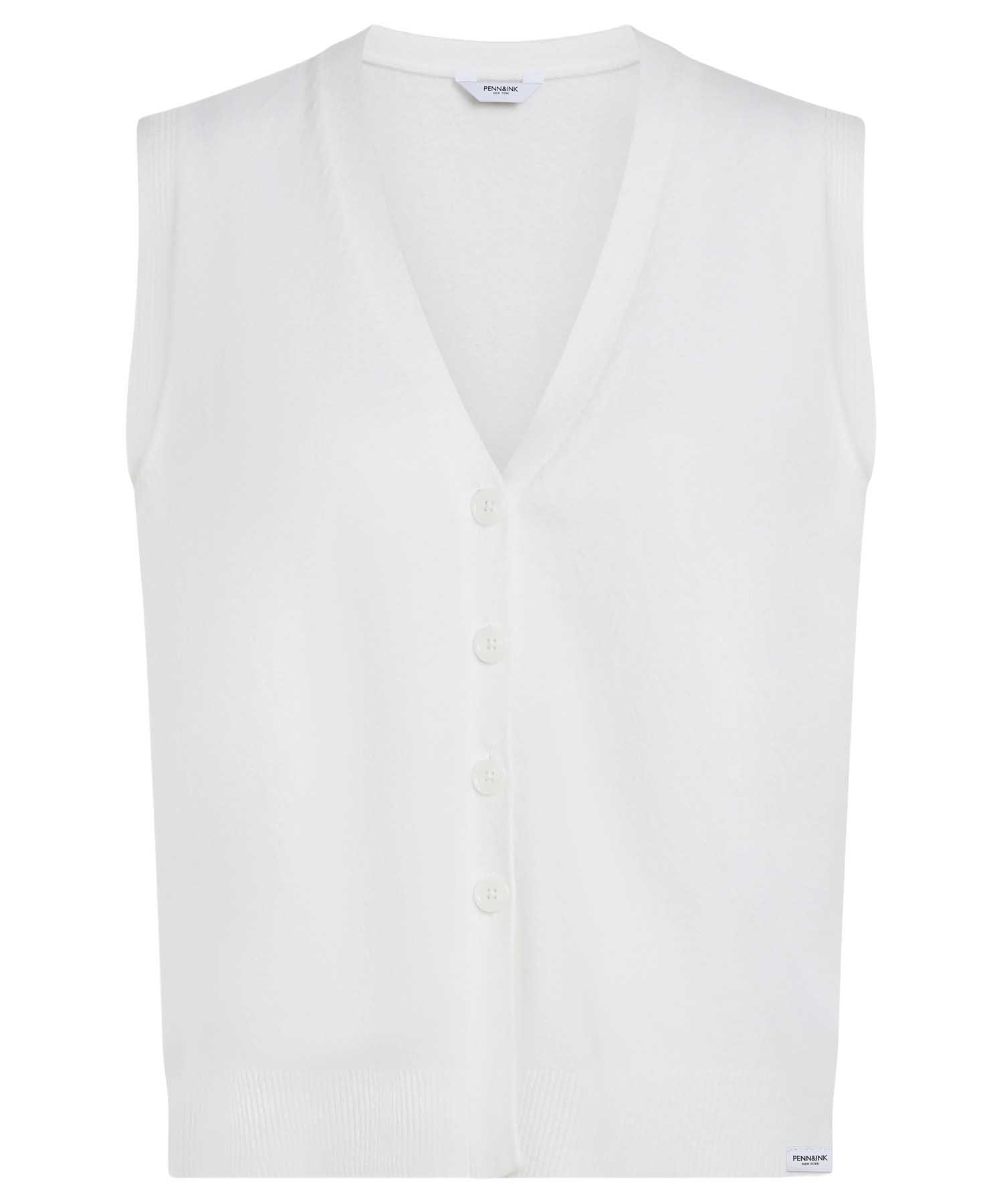 PENN&INK N.Y Strickweste in Weiss | Oversized Damenweste