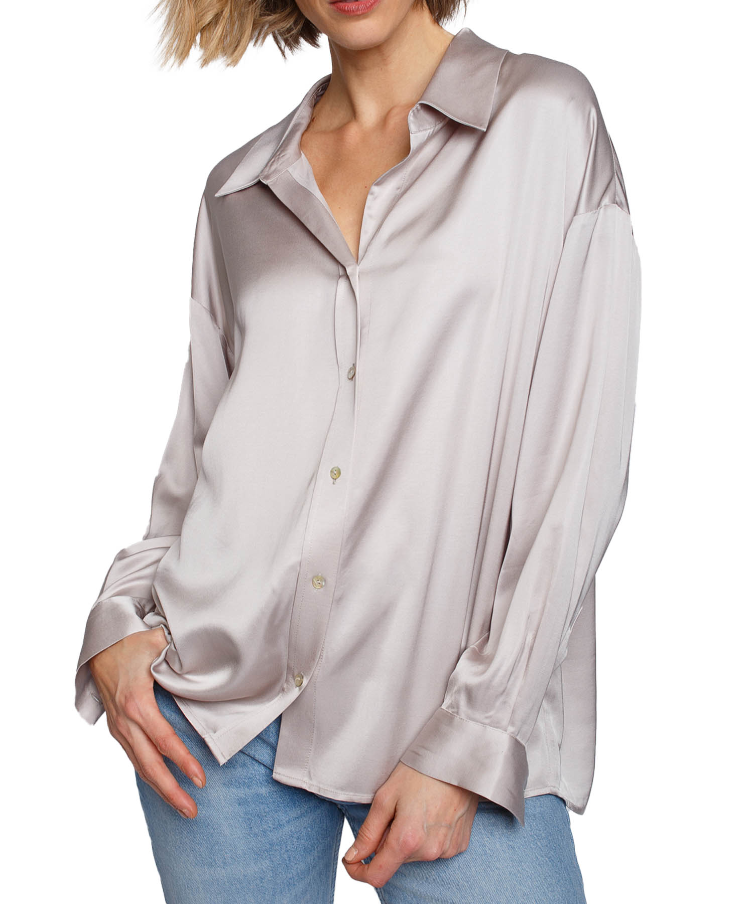 Emily van den Bergh oversized Bluse in taupe aus Viskose