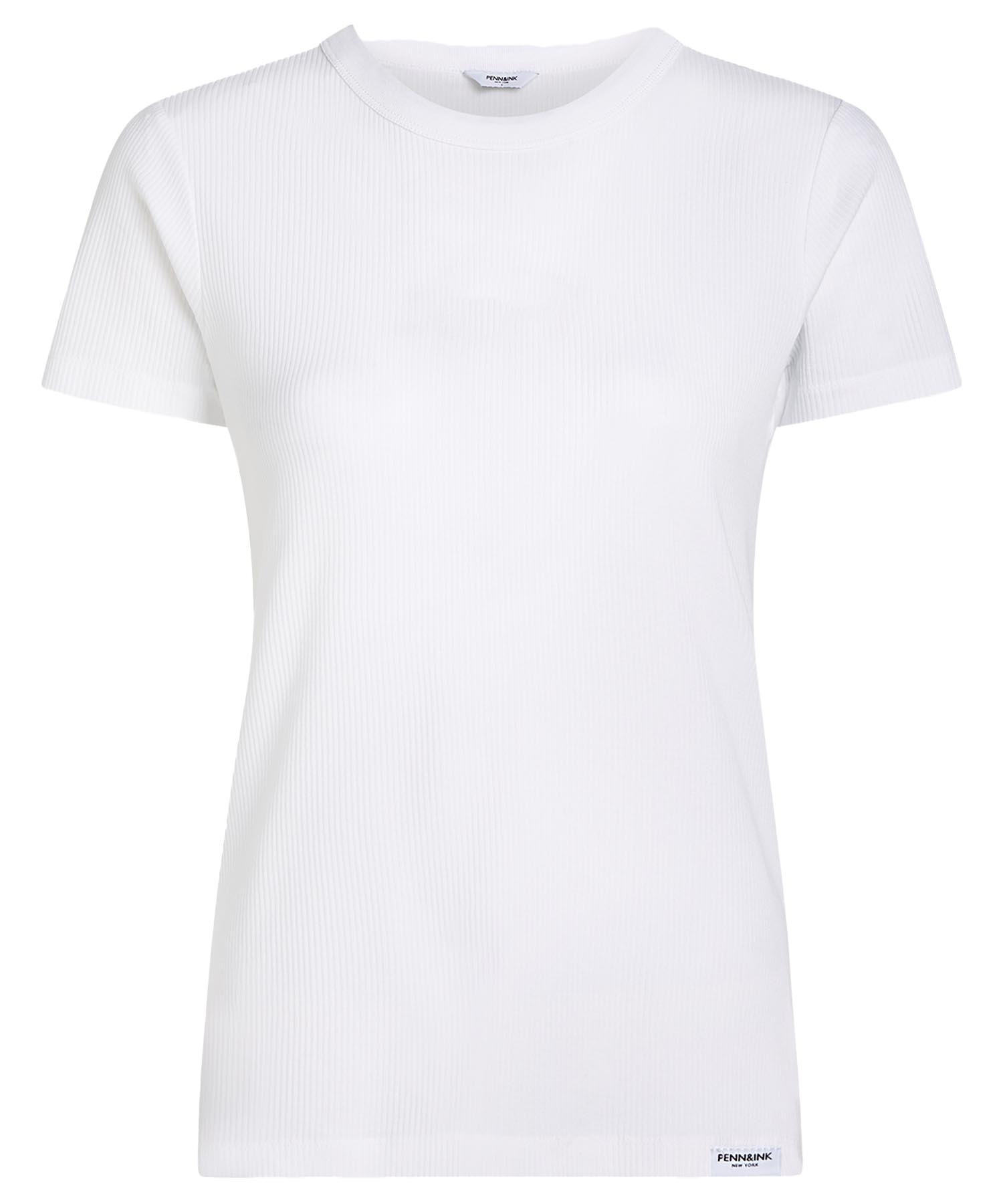 PENN&INK N.Y T-Shirt aus Baumwolle in Rippenstruktur in weiss