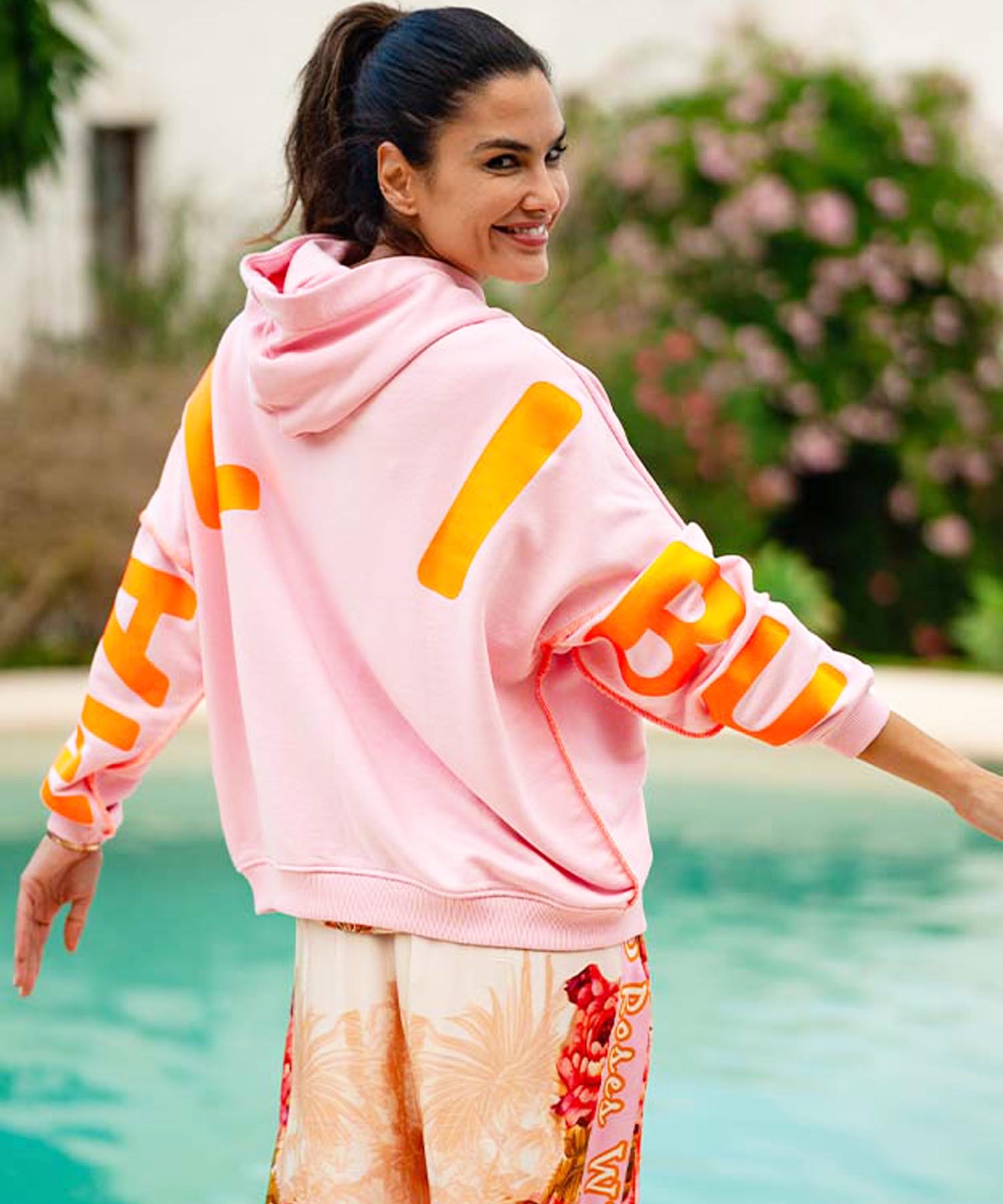 Miss Goodlife Hoodie Malibu Strass in rosa