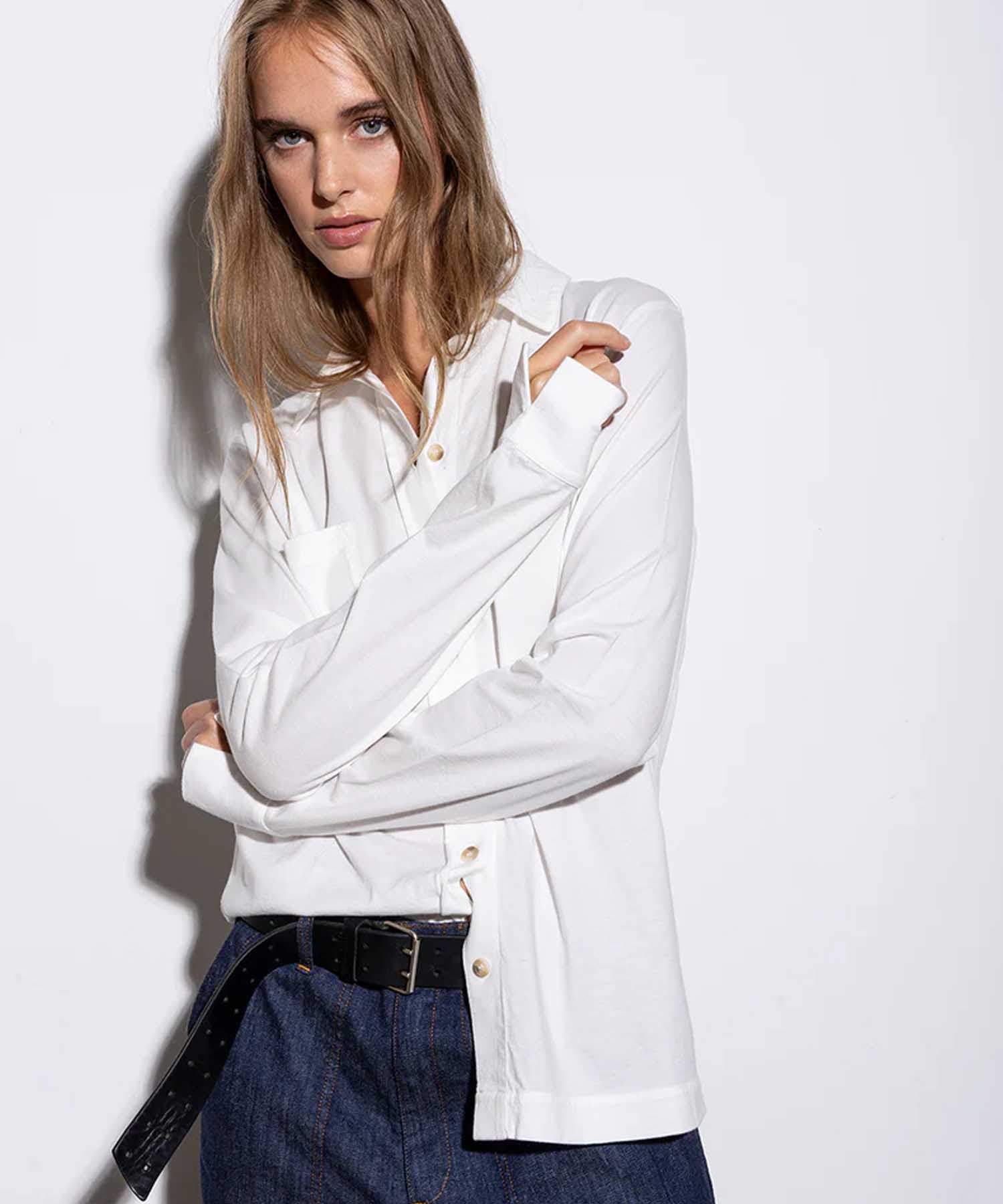 Bluse aus Jersey in offwhite