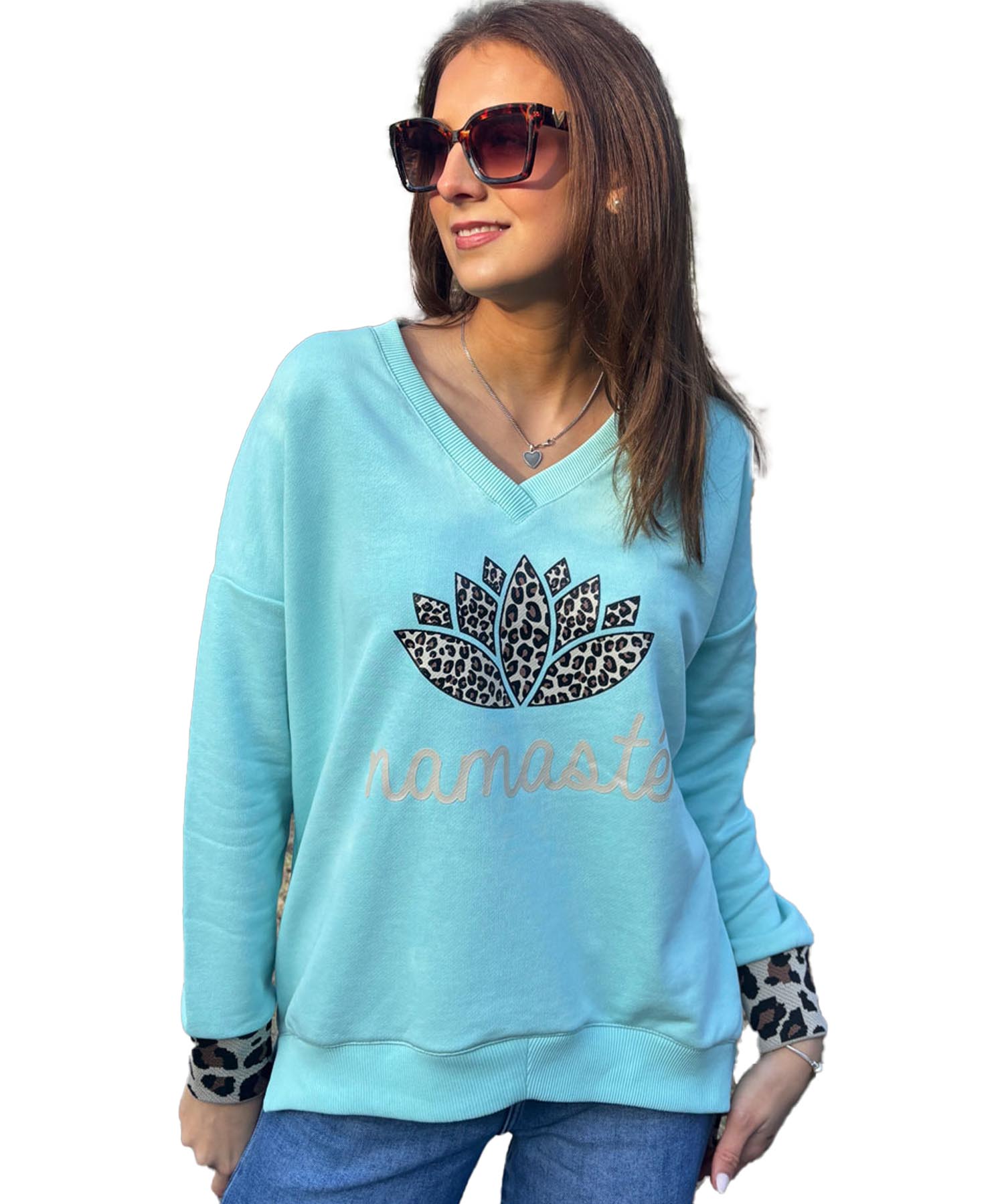 Miss Goodlife Sweat Namasté Leo in hellblau