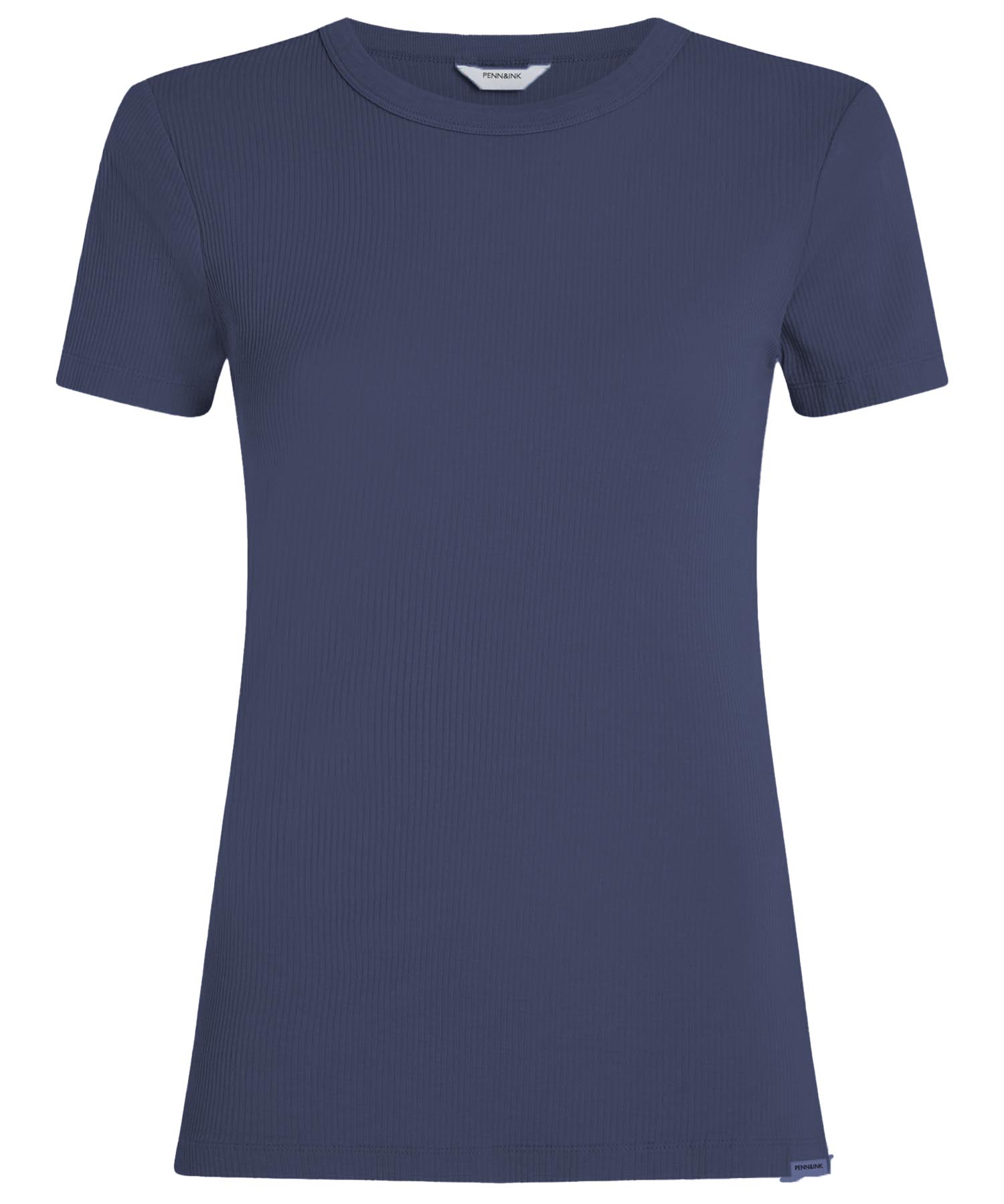Penn and Ink T-Shirt in Rippenstruktur in navy
