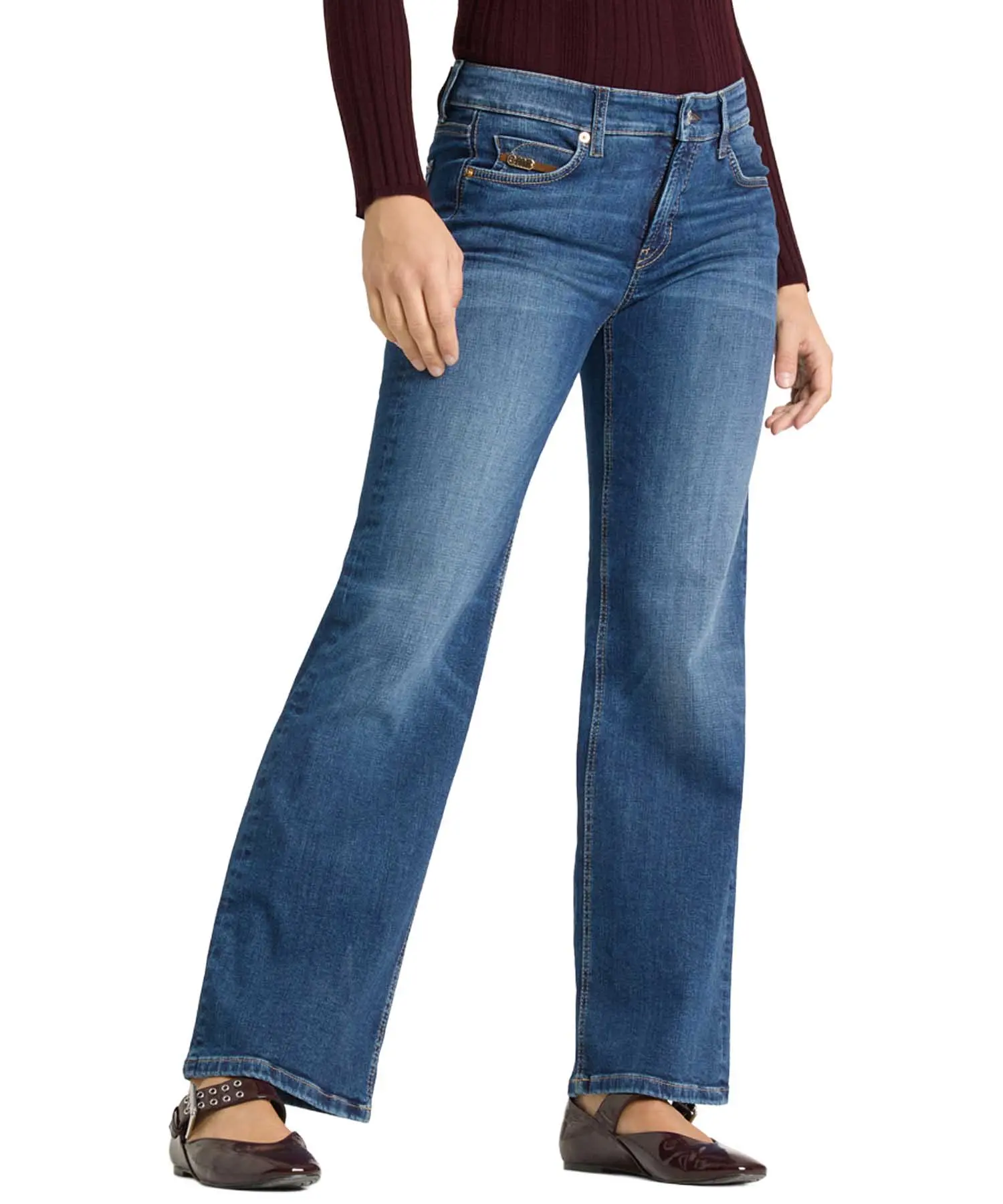 Cambio Modell Tess  | moderne Jeans in mittelblauer Waschung