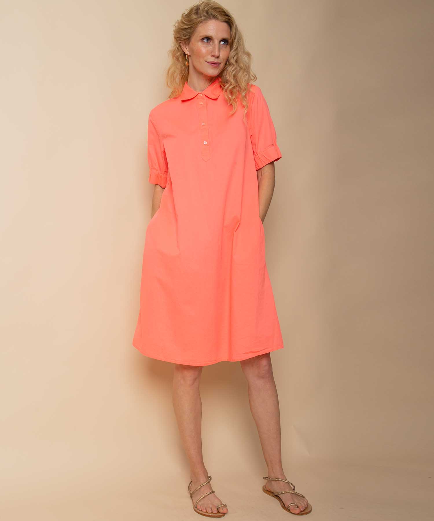 Emily van den Bergh Blusenkleid aus reiner Baumwolle in Neon Orange | Modehaus Wörmann