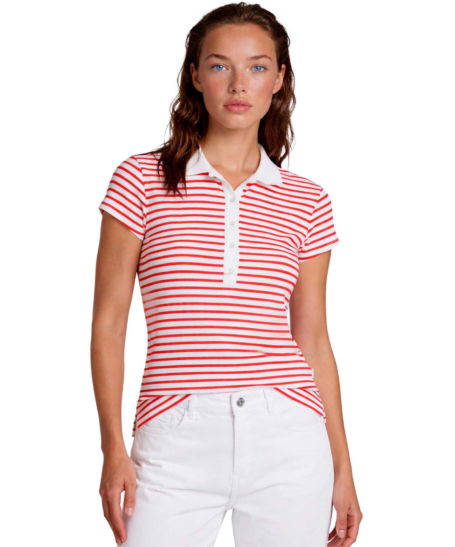 PENN&INK N.Y Polo S26F1820 White Tomato | Gestreiftes Damen Polo