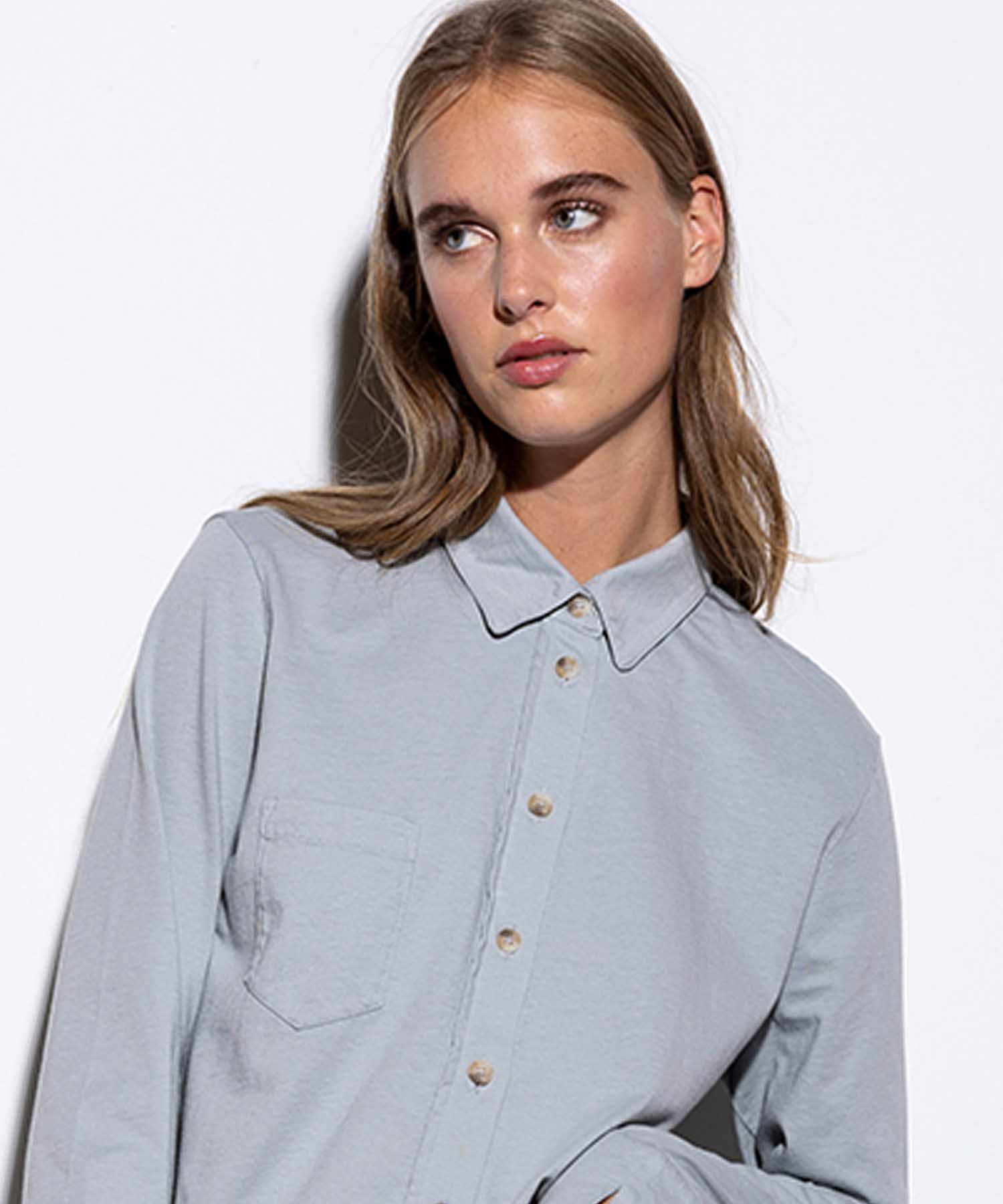 Bluse aus Jersey in sky aus reiner Baumwolle