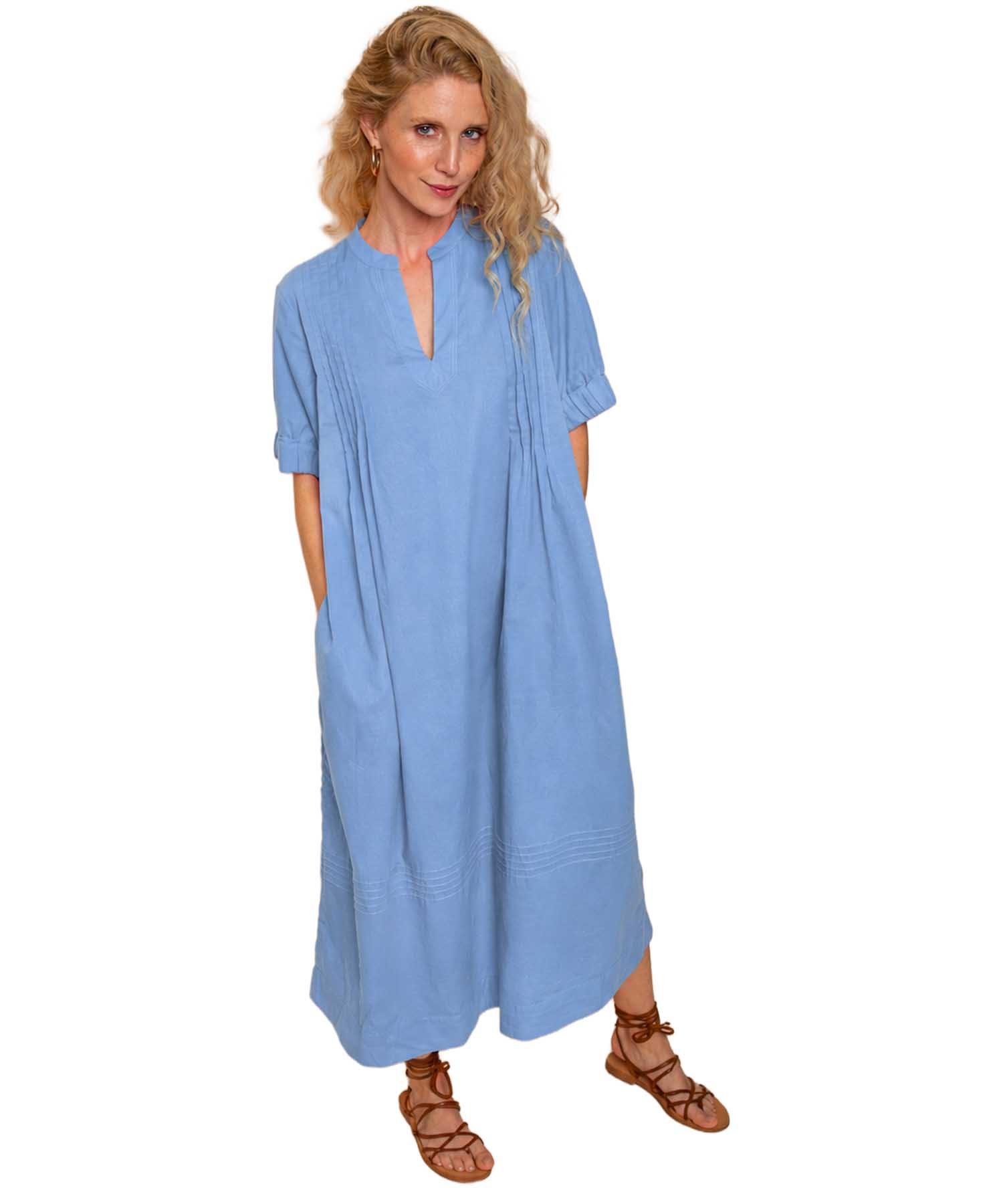 Emily van den Bergh Sommerkleid aus Baumwolle in frischem blau | Modehaus Wörmann