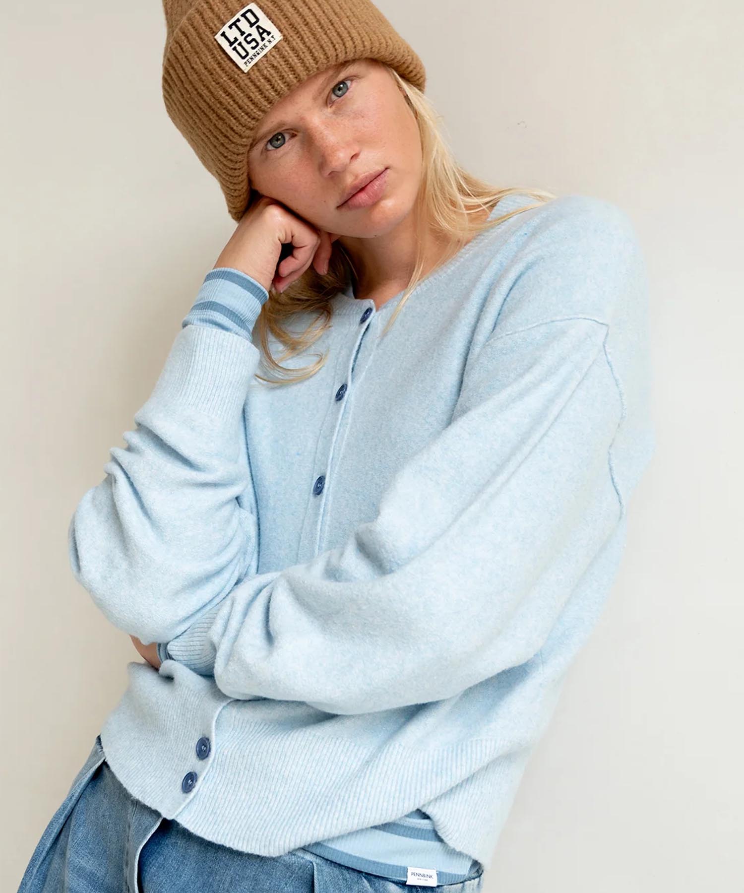 PENN&INK N.Y Cardigan aus flauschiger Baumwollmischung
