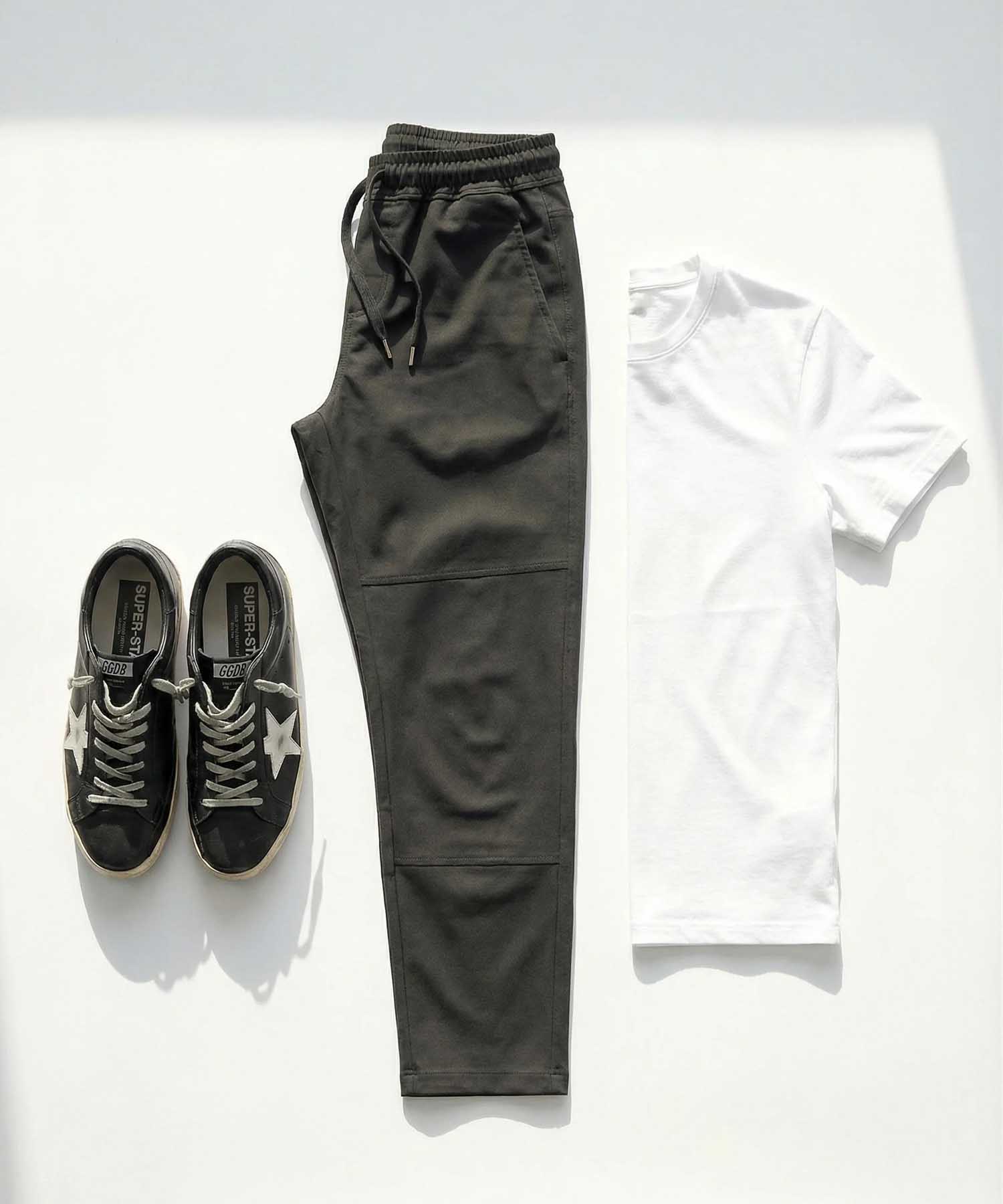 YOU TWO Hose im Materialmix in schwarz