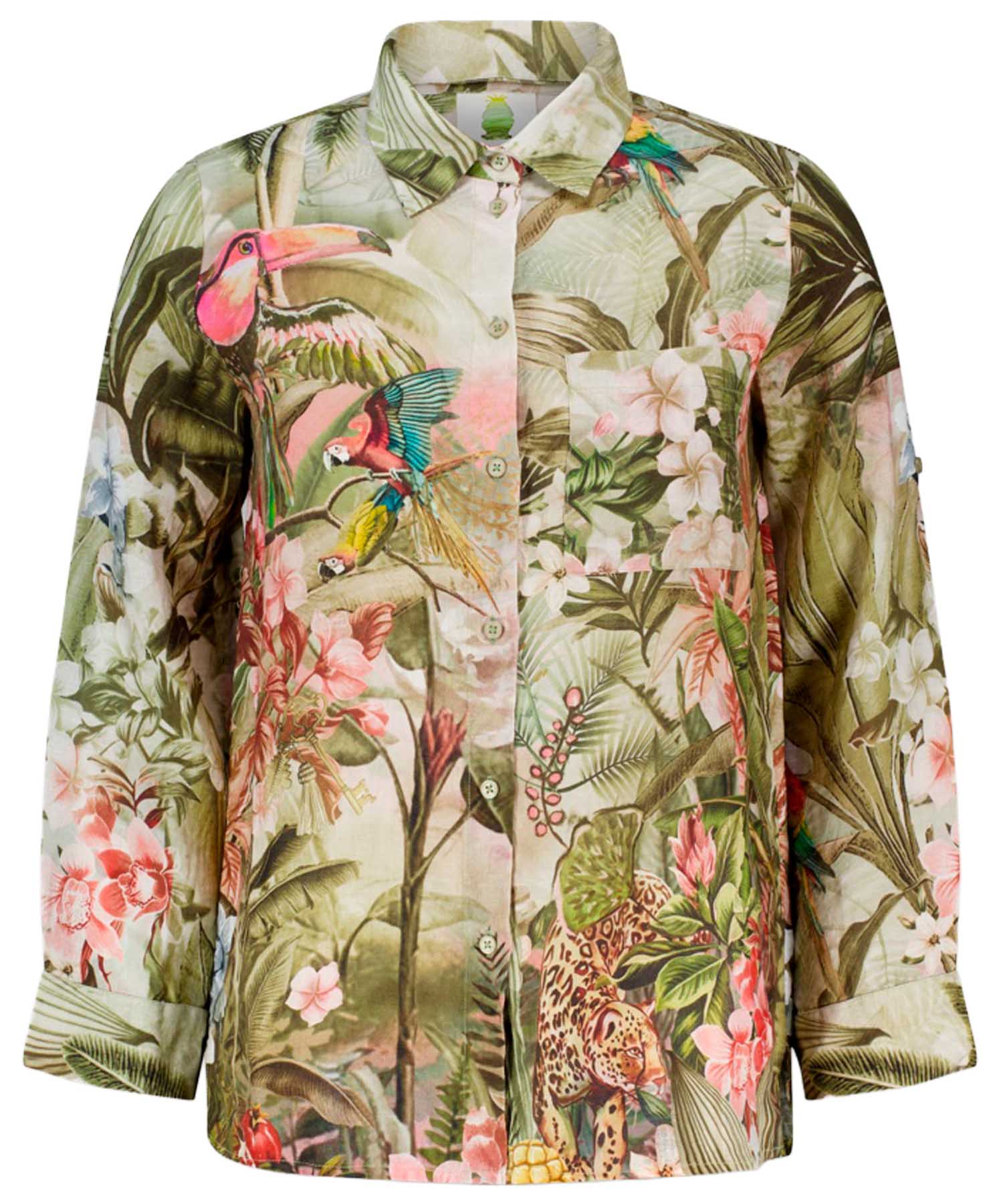 Princess goes Hollywood Leinenbluse | Jungle-Leo-Print Damenbluse