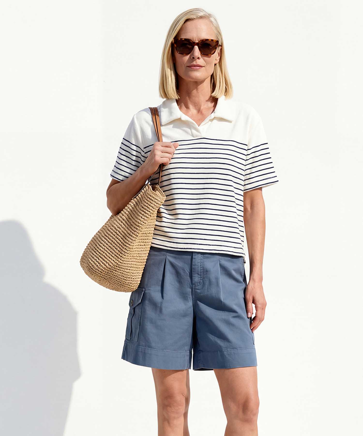You Too Poloshirt aus Frottier im Streifendessin Dunkelblau-Offwhite | Modehaus Wörmann