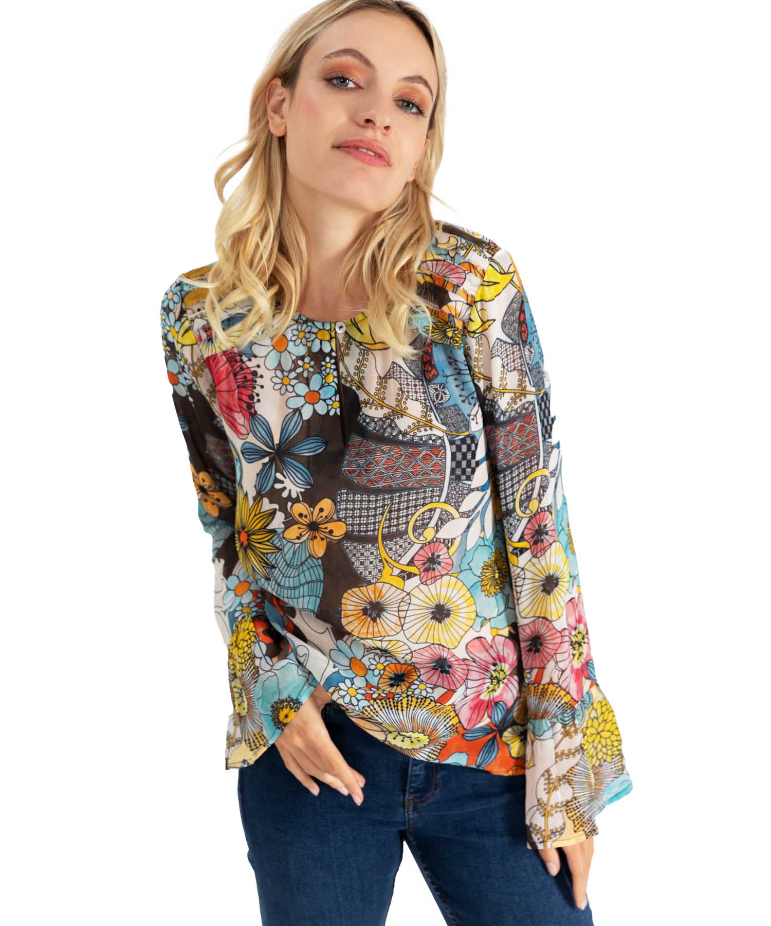 Princess goes Hollywood Bluse mit Blumendruck und Volantärmeln aus Viskose