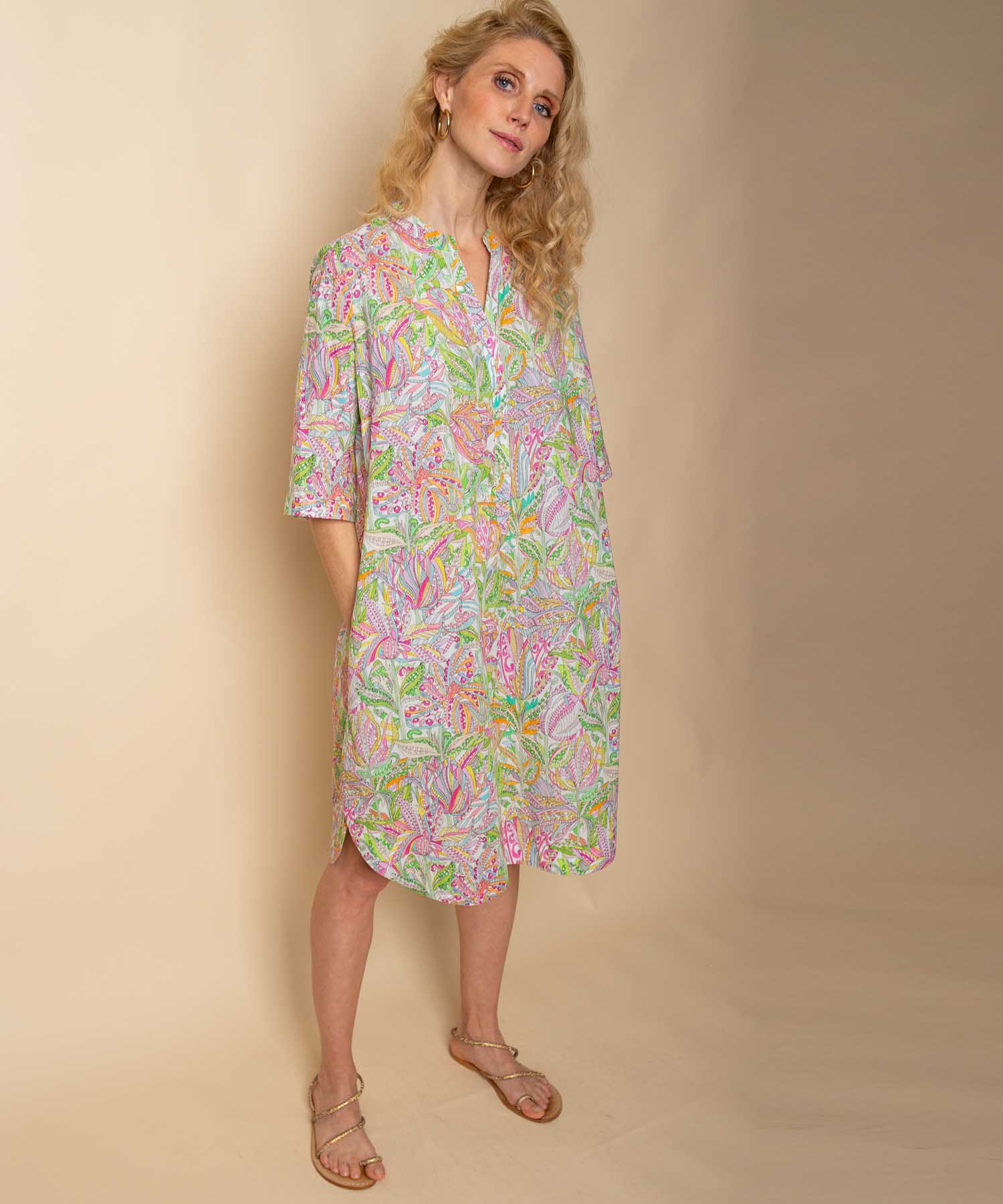 Emily van den Bergh Sommerkleid aus reiner Baumwolle mit Multicolour Print | Modehaus Wörmann