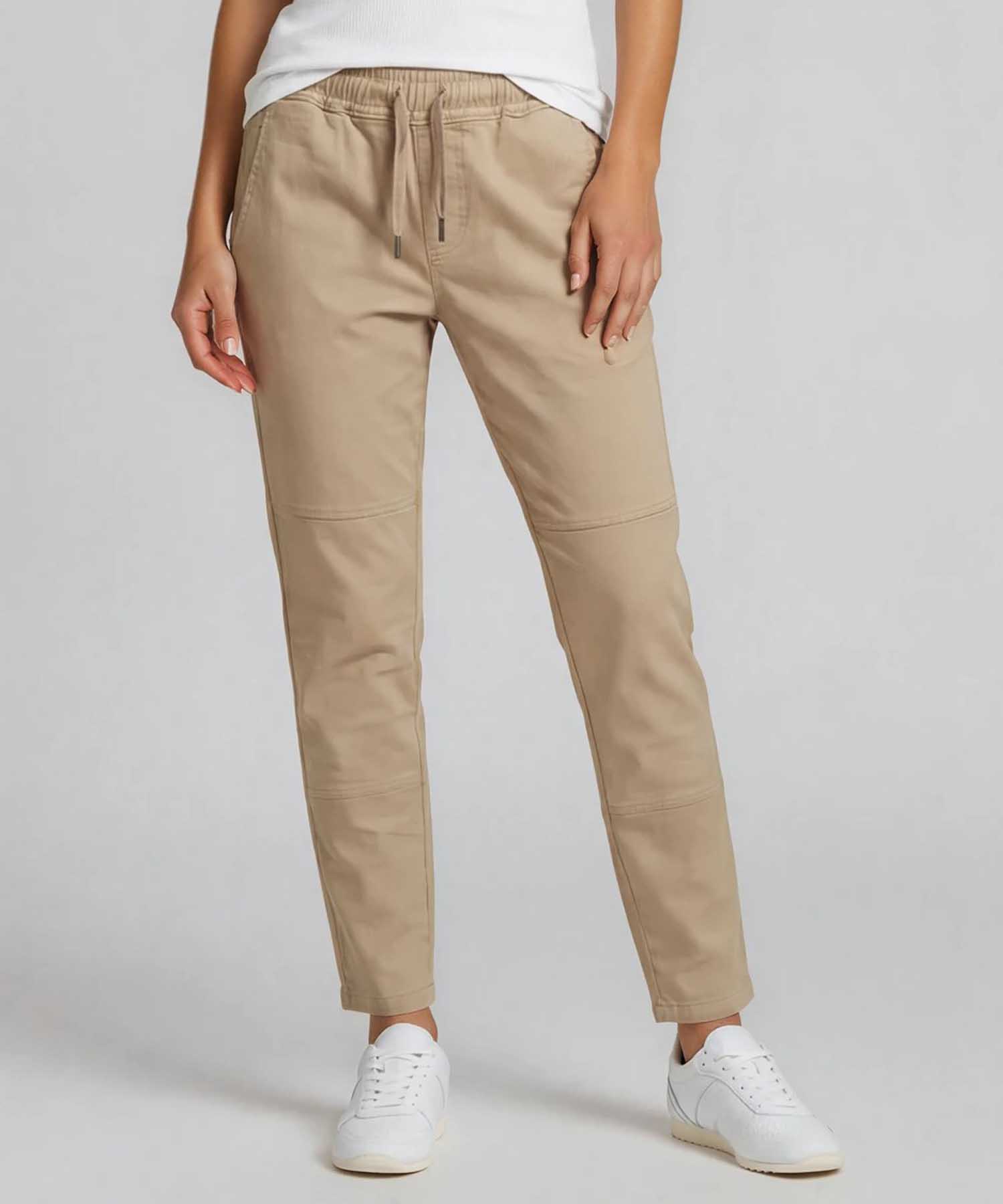 YOU TWO Hose im Materialmix in beige