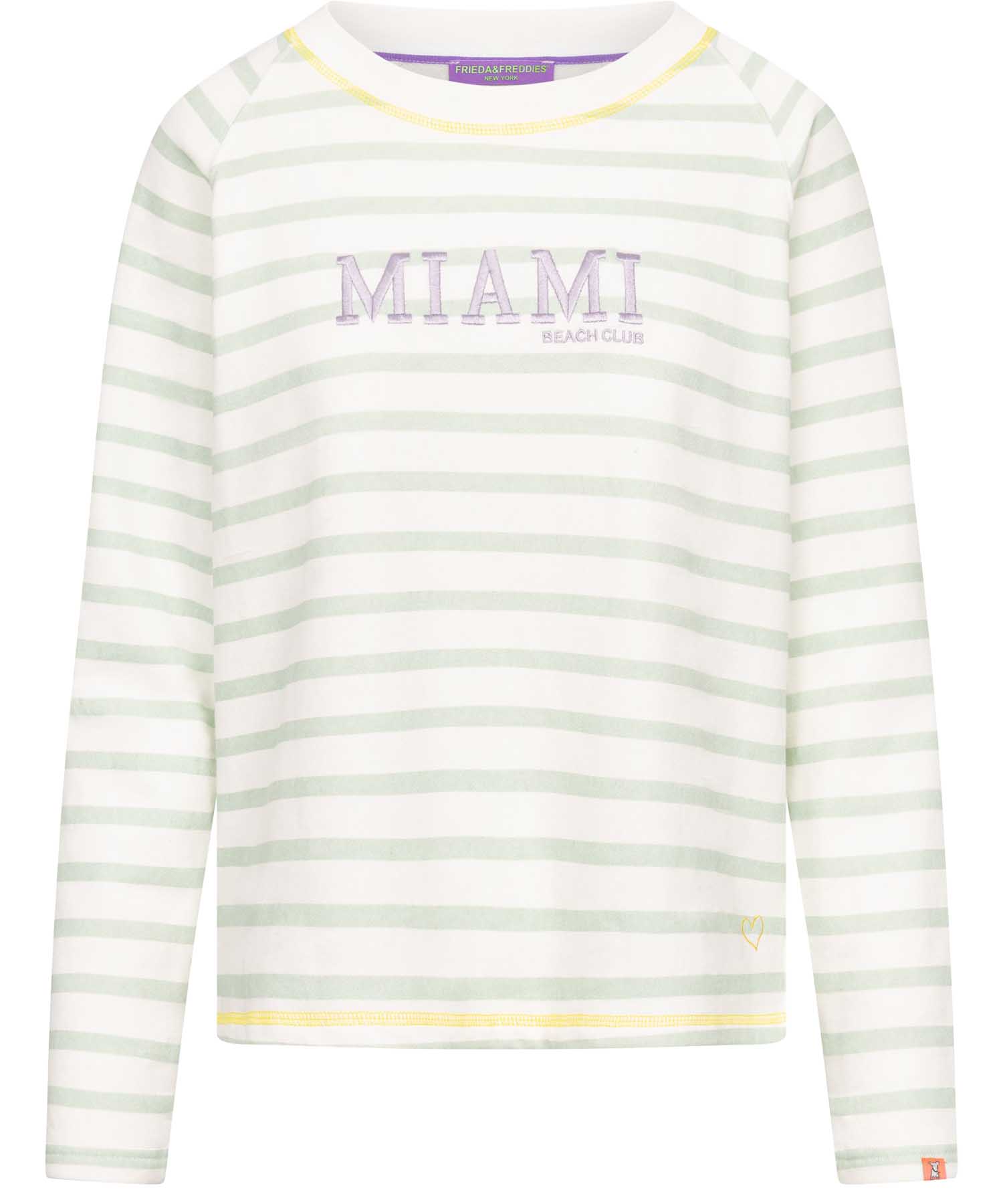 Frieda & Freddies Sweatshirt  – Gestreift mit Herz & Miami Beach Club Print