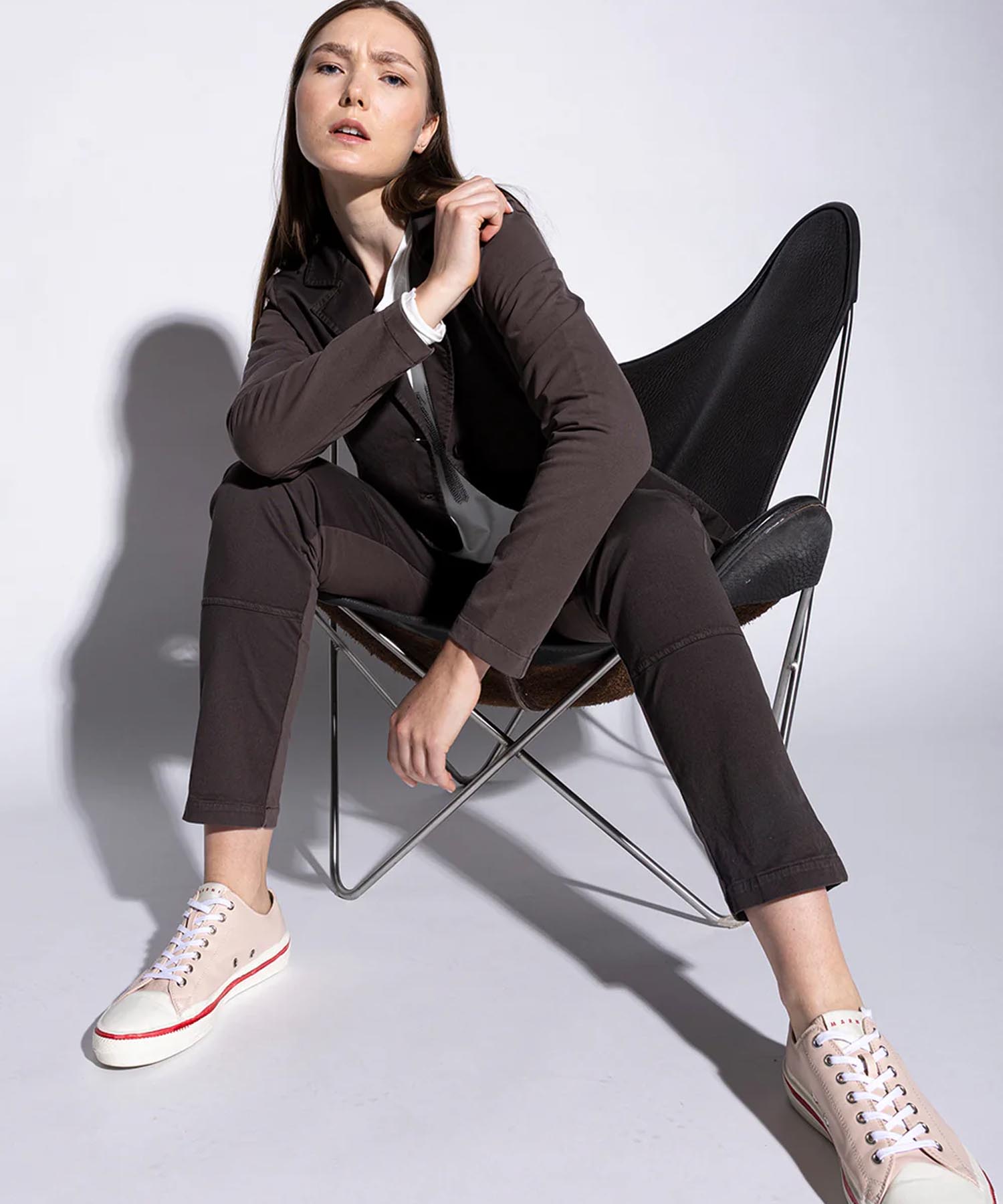 YOU TOO coole Hose im Materialmix in braun