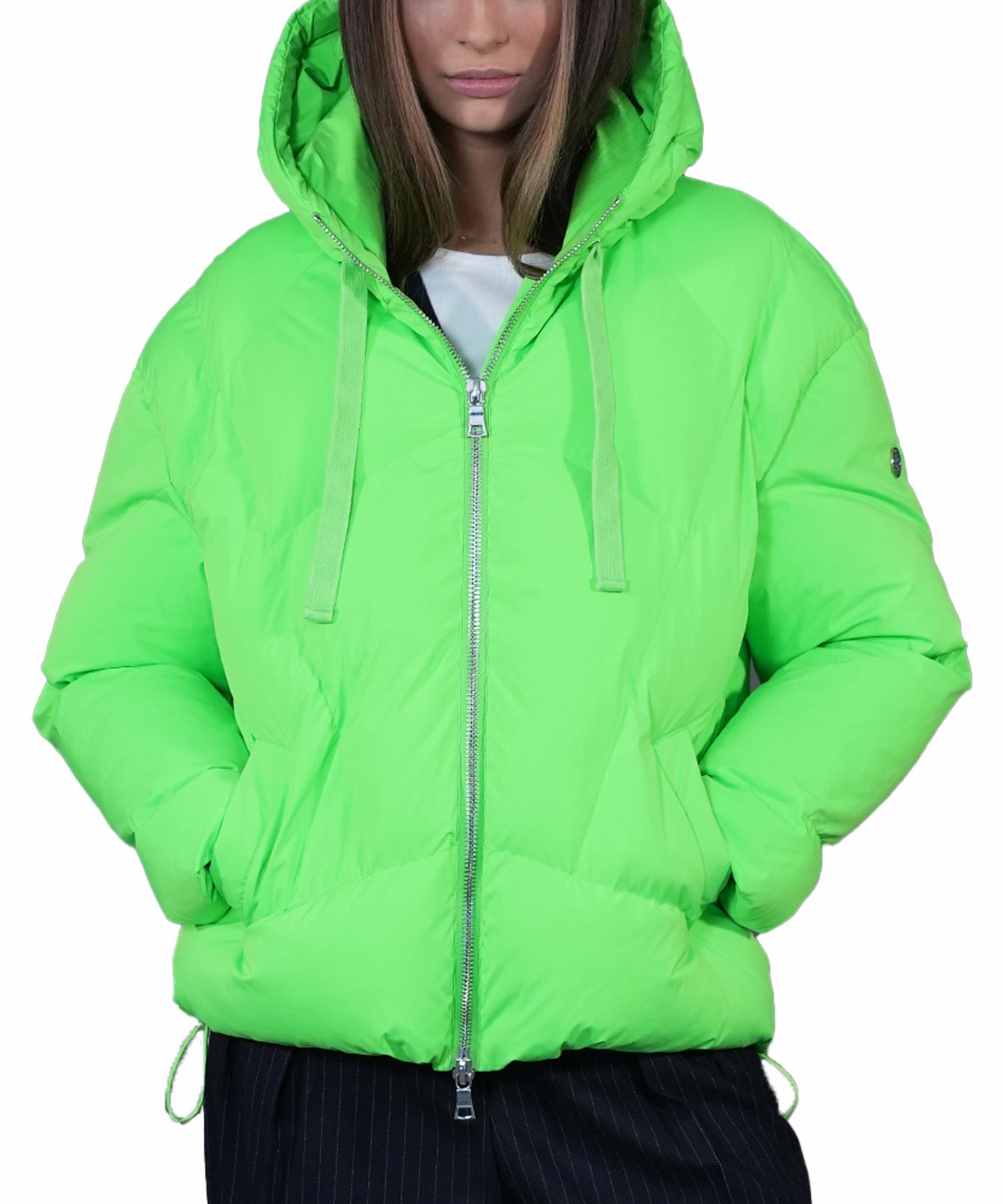 Blonde Jacke in green neon