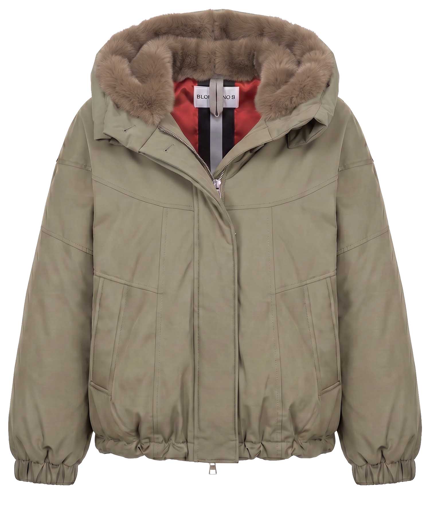 Blonde No. 8 Jacke Elin M in Salbei mit Kapuze und Webpelz