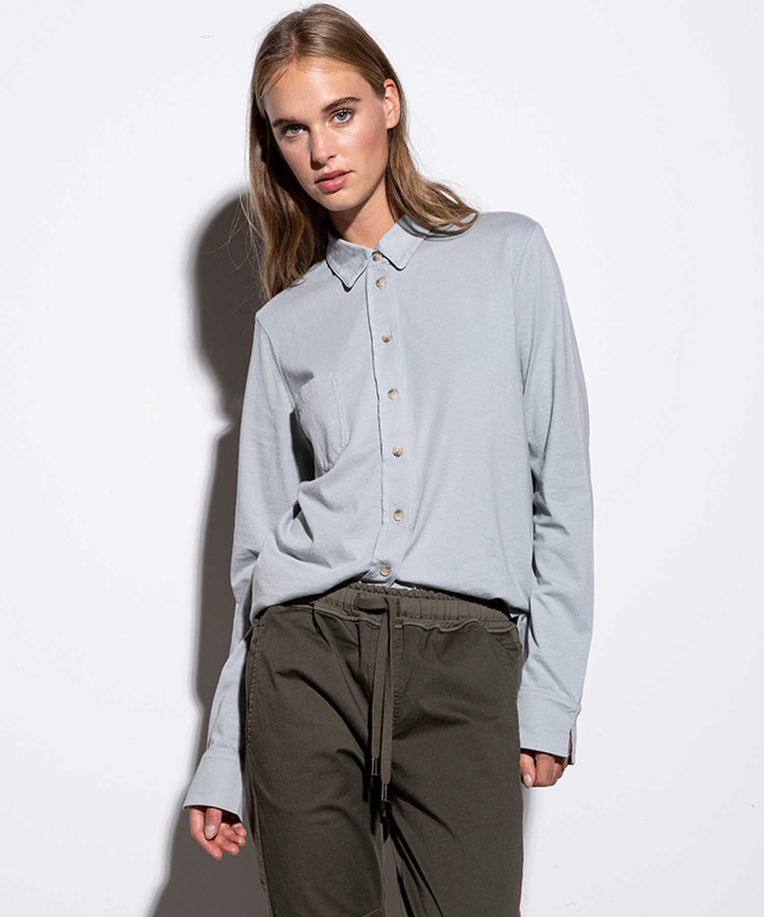 Bluse aus Jersey in sky aus reiner Baumwolle