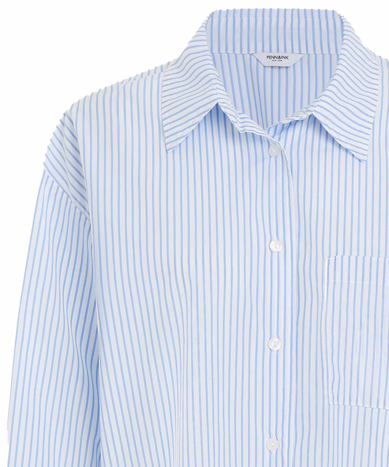 PENN&INK N.Y Streifenbluse aus Baumwolle in hellblau