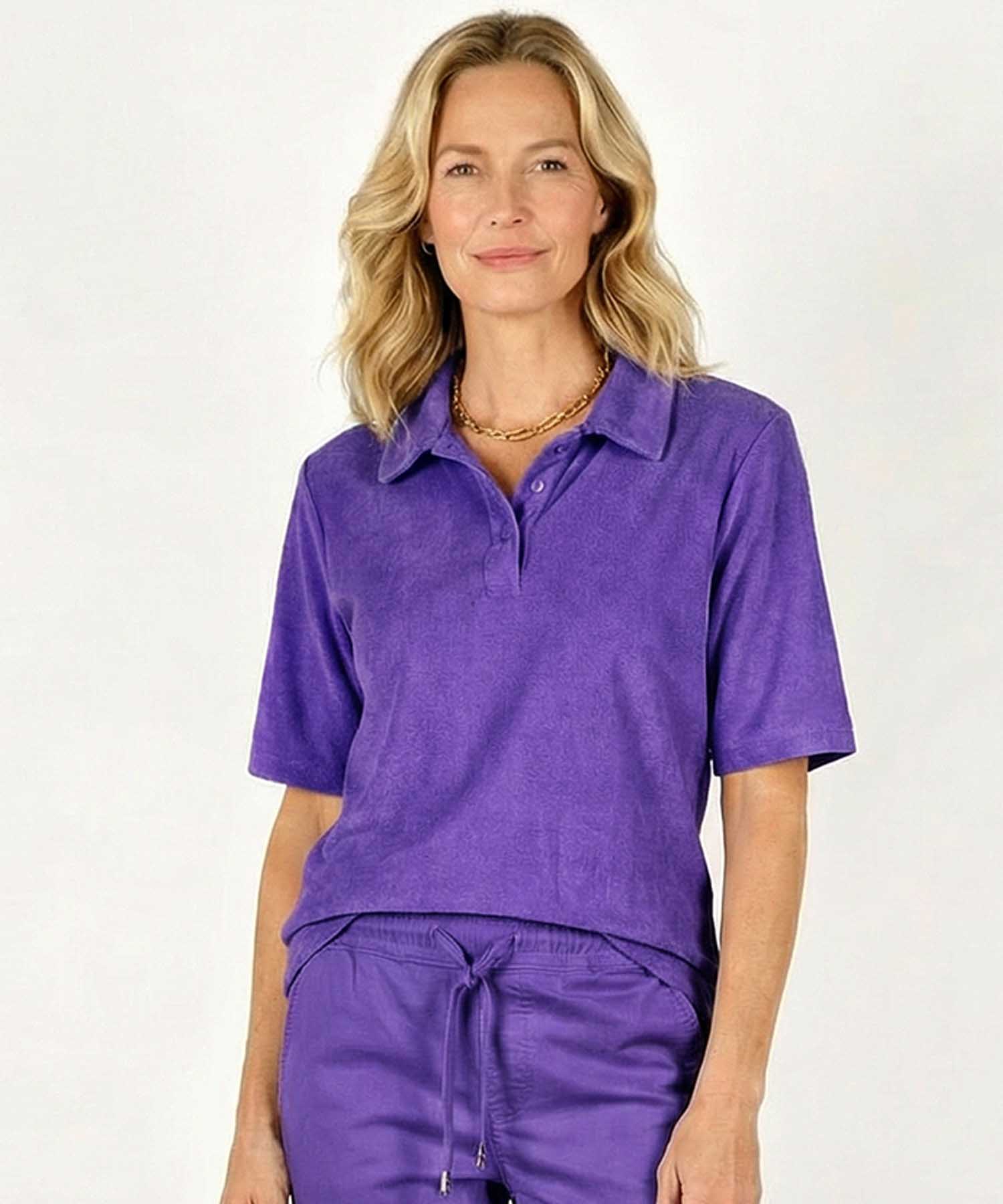 You Too Poloshirt Emma aus Frottier in Mulberry | Modehaus Wörmann