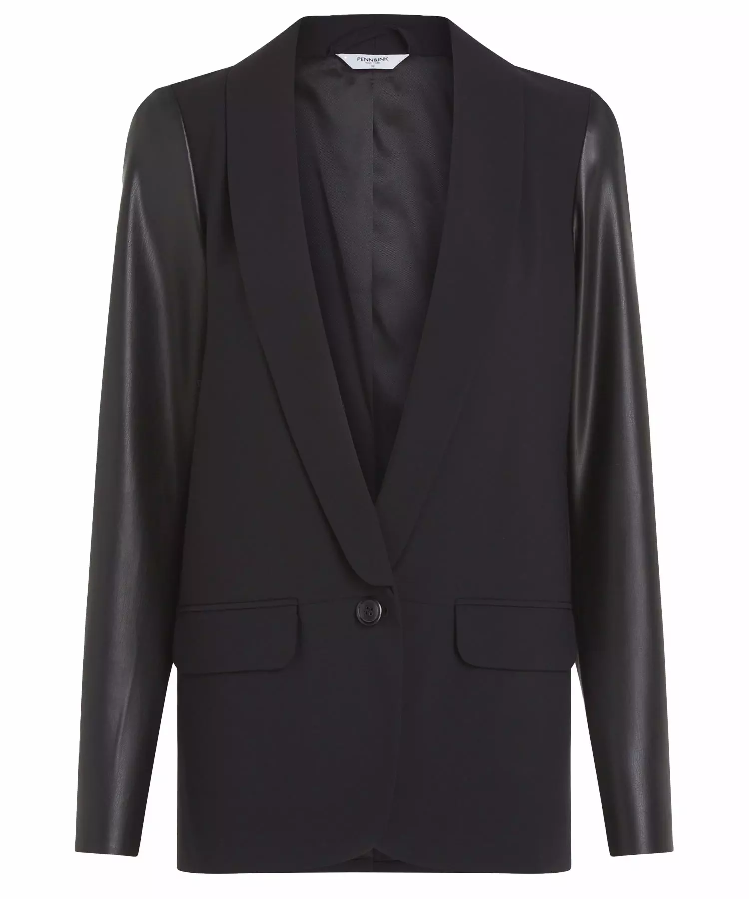 Penn and Ink Blazer im Materialmix in schwarz