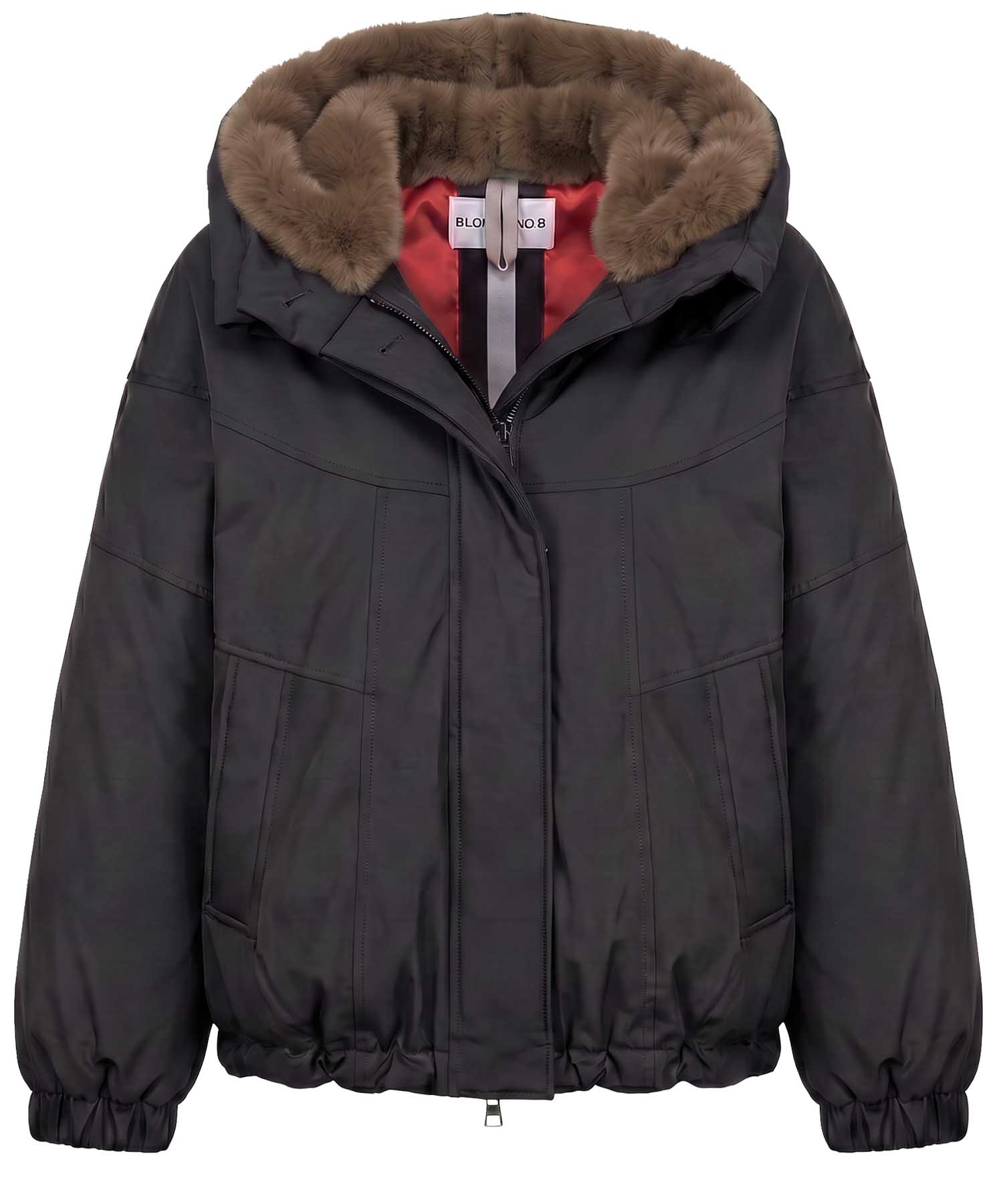 Blonde No. 8 Jacke Elin M in Schwarz mit Kapuze und Webpelz