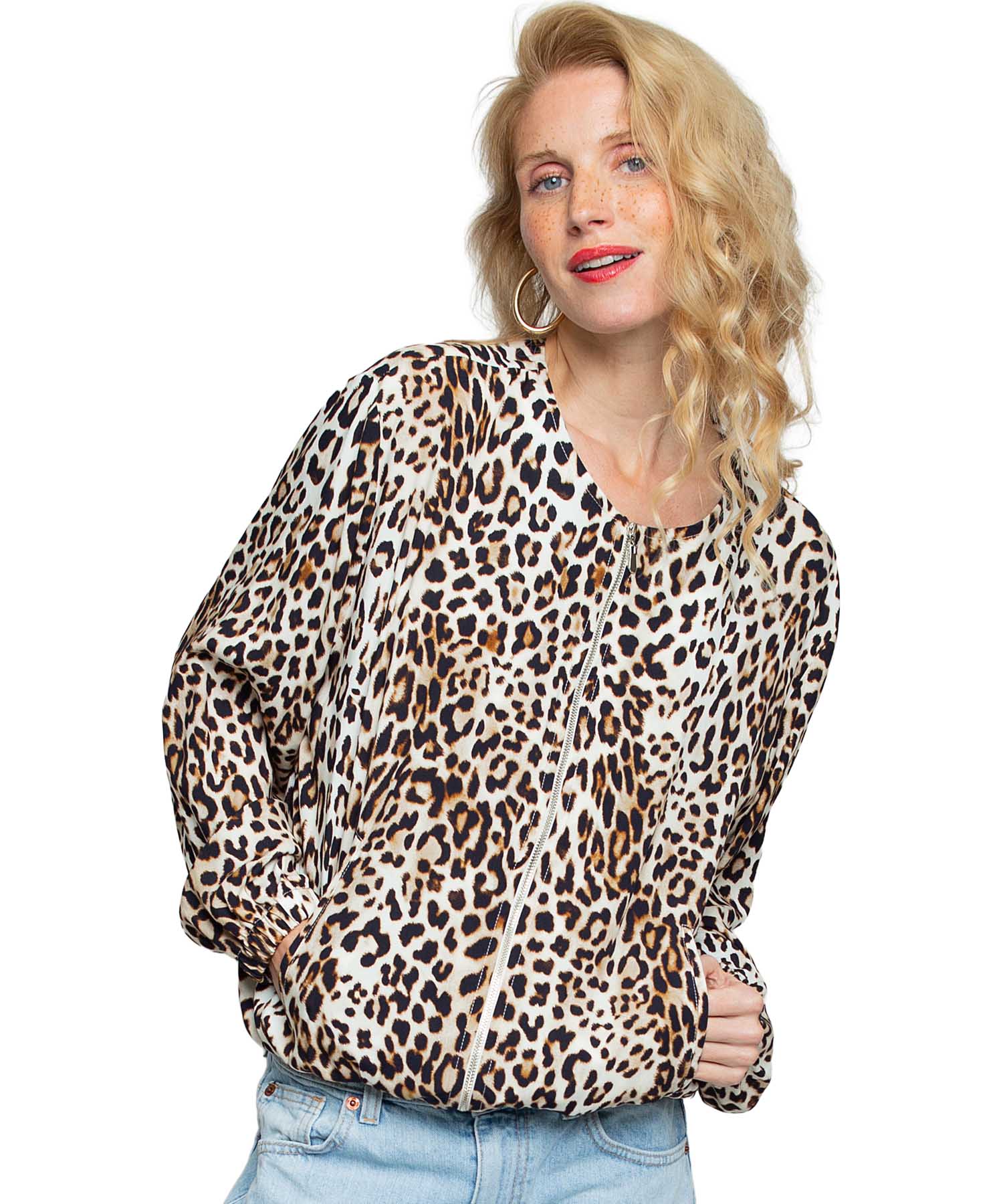Emily van den Bergh Blusenblouson im Leo-Print aus reiner Viskose