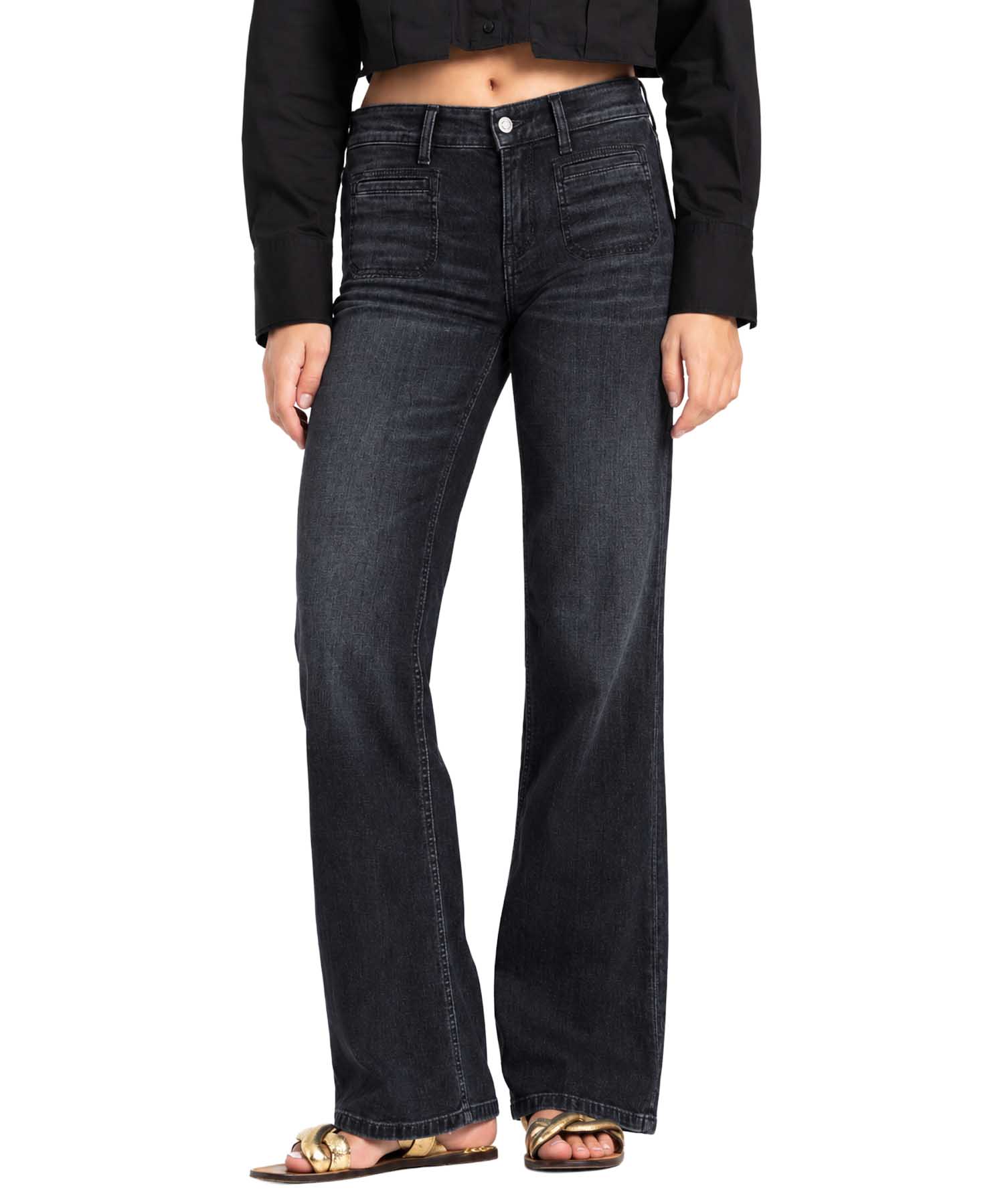 Cambio Jeans Tess Wide Leg in Black Black Denim | Modehaus Wörmann