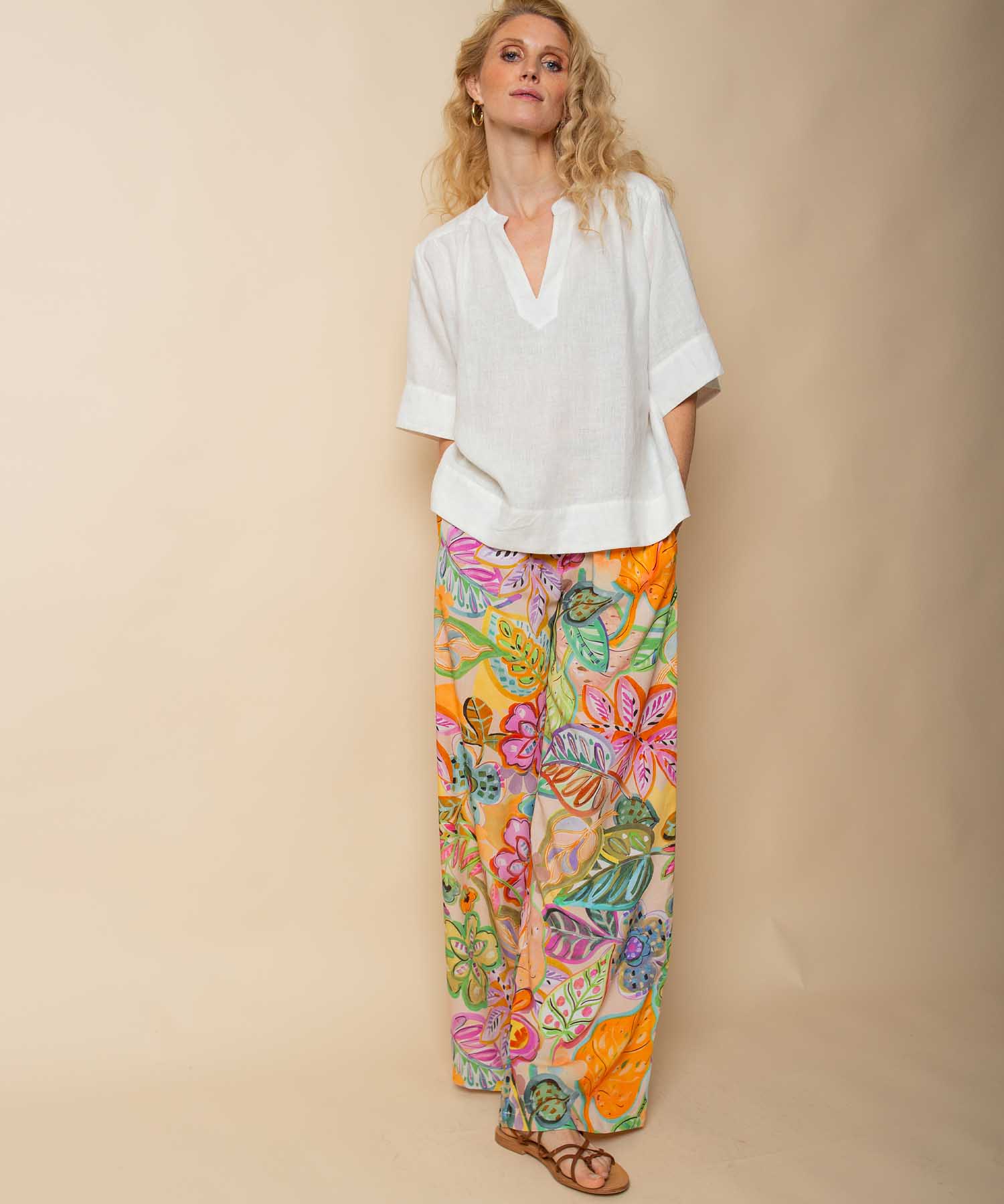Emily van den Bergh Tunika Bluse aus reinem Leinen in Offwhite | Modehaus Wörmann