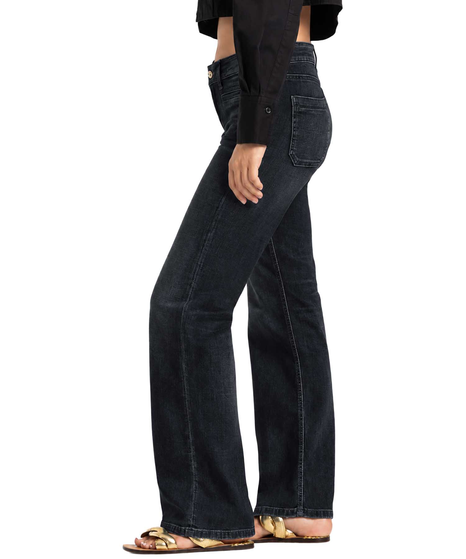 Cambio Jeans Tess Wide Leg in Black Black Denim | Modehaus Wörmann