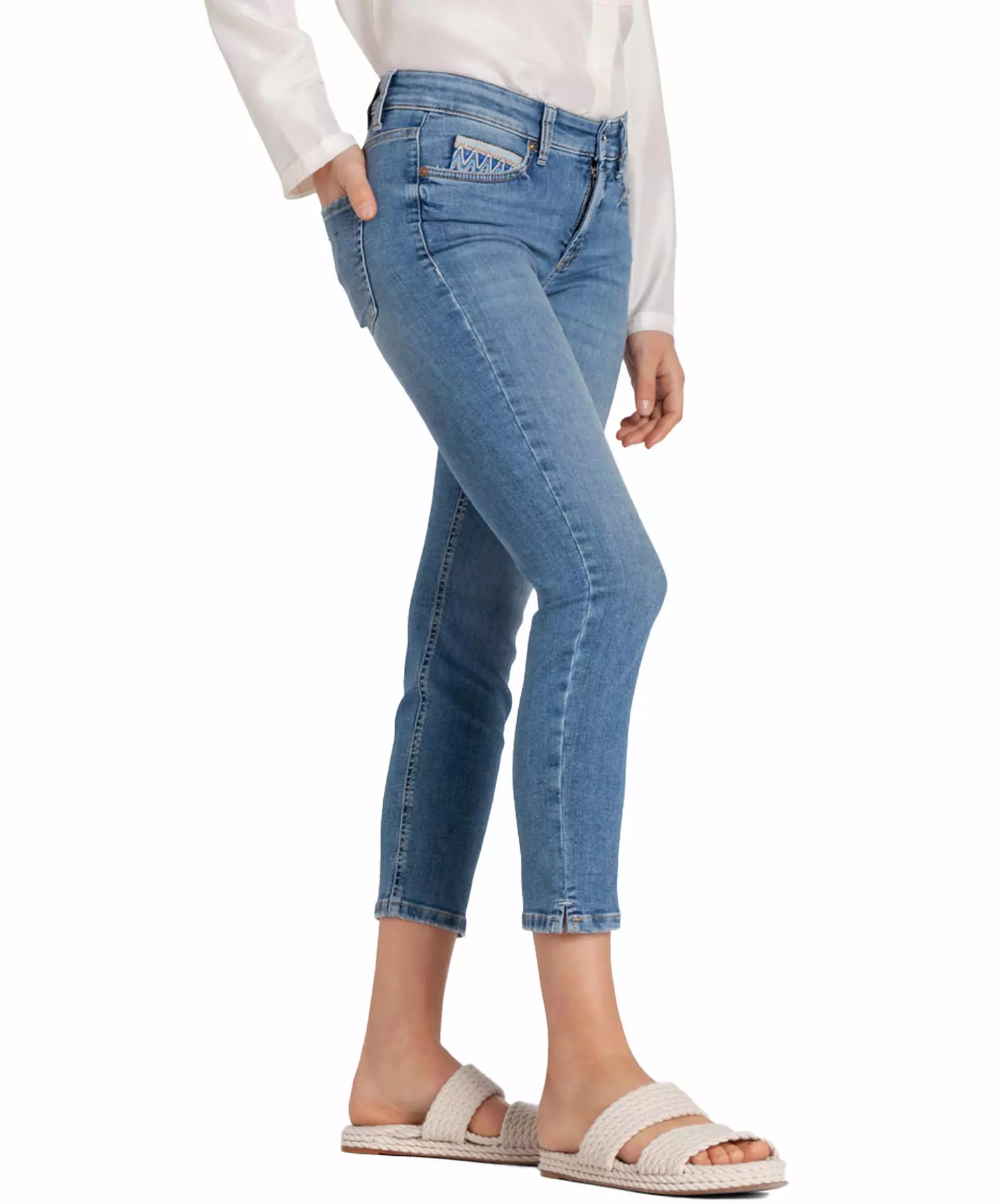 Jeans Piper short von Cambio in mittelblauer Waschung