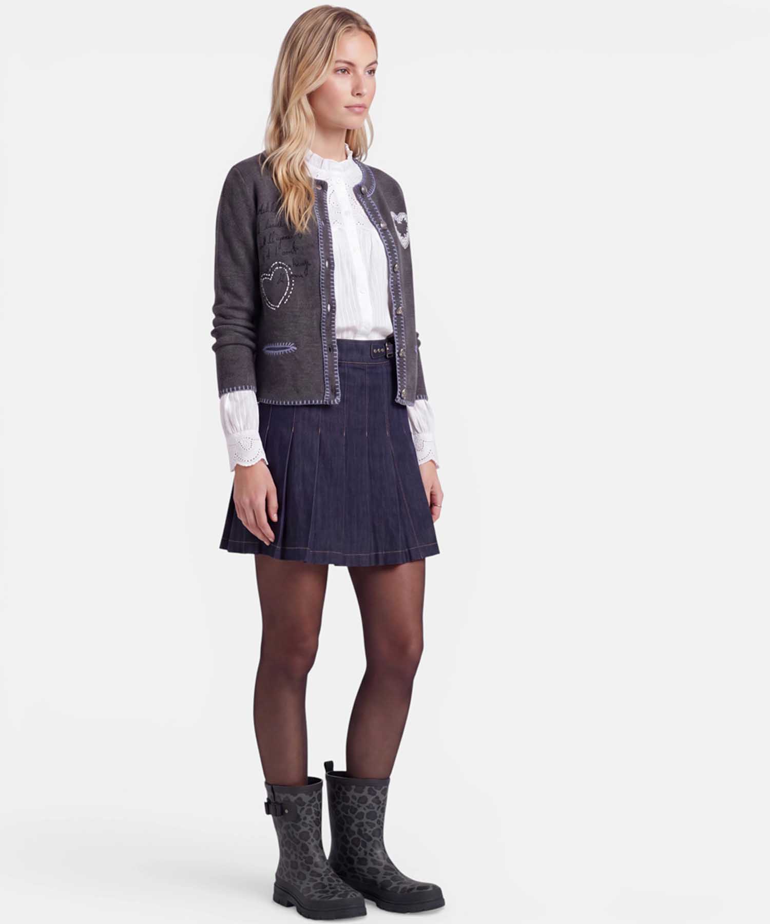 Princess goes Hollywood Strick-Trachtenjacke mit Hirschmotiv in Gunmetal
