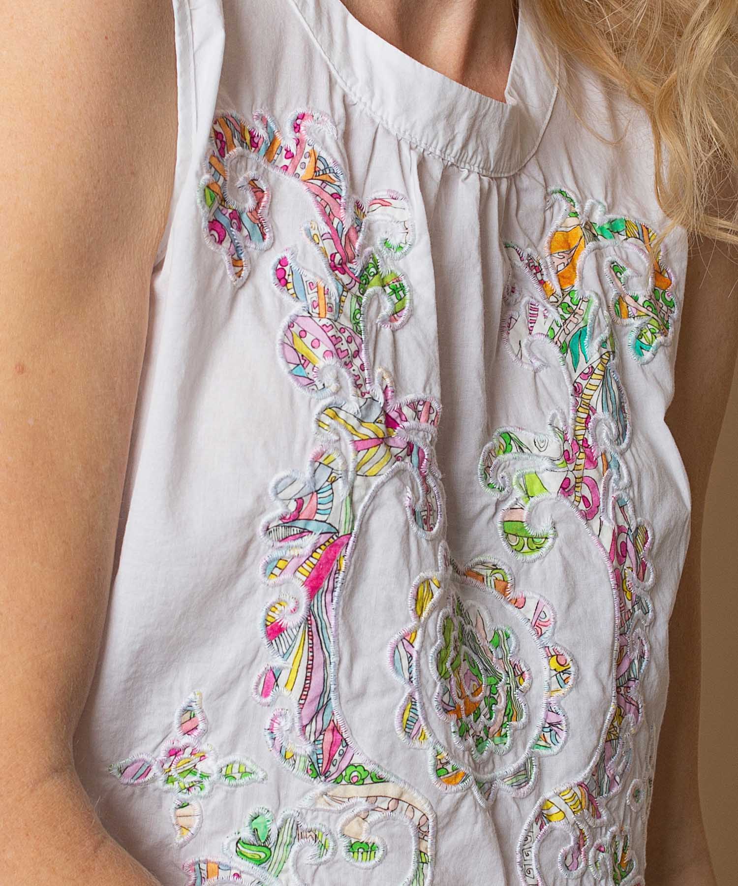 Emily van den Bergh Blusentop aus reiner Baumwolle mit Stick-Applikation | Modehaus Wörmann