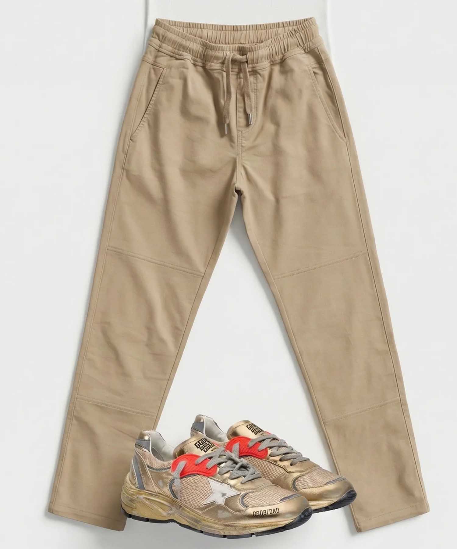 YOU TWO Hose im Materialmix in beige