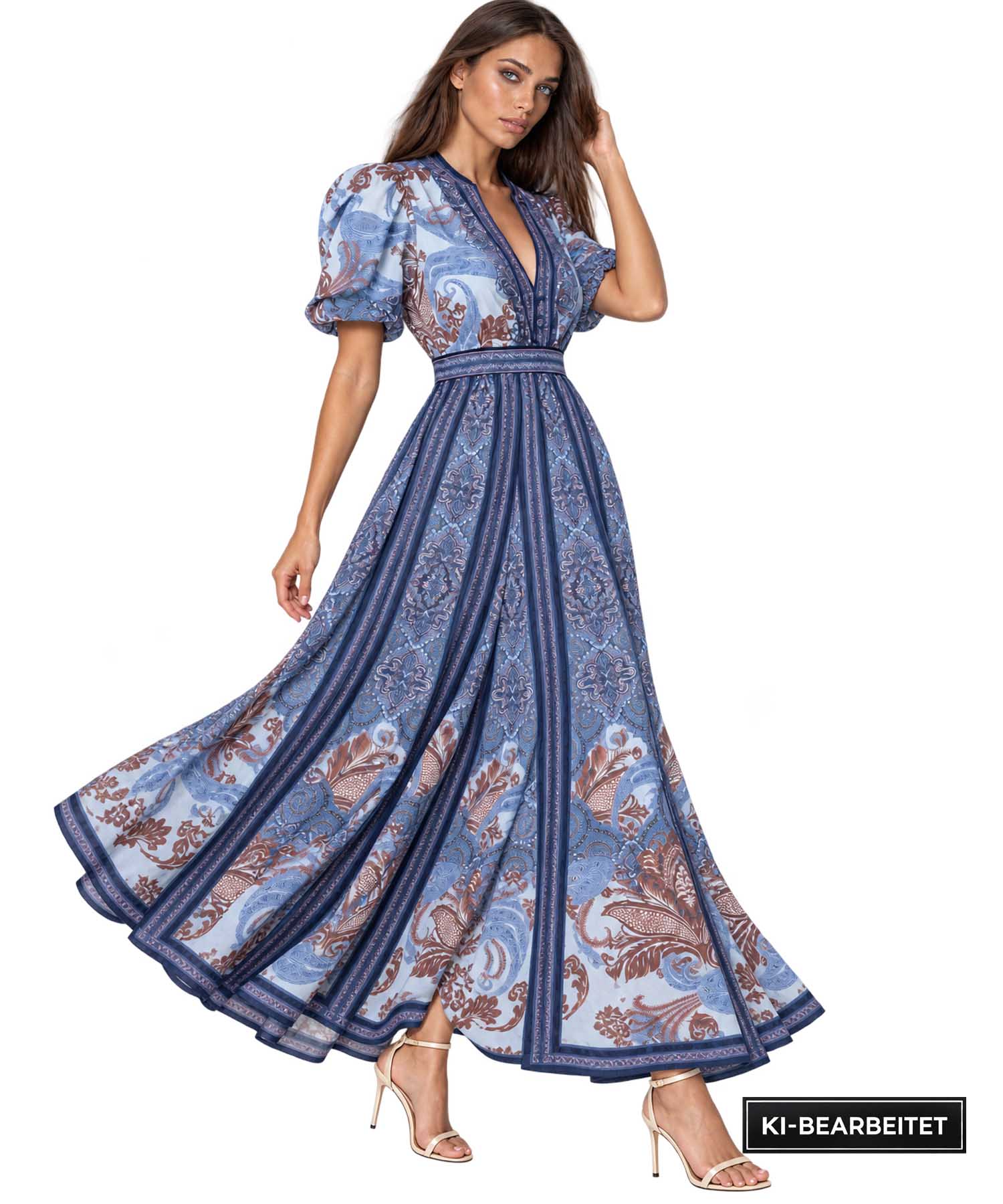Hale Bob Maxikleid Liliosa Chiffon in Blau | Modehaus Wörmann