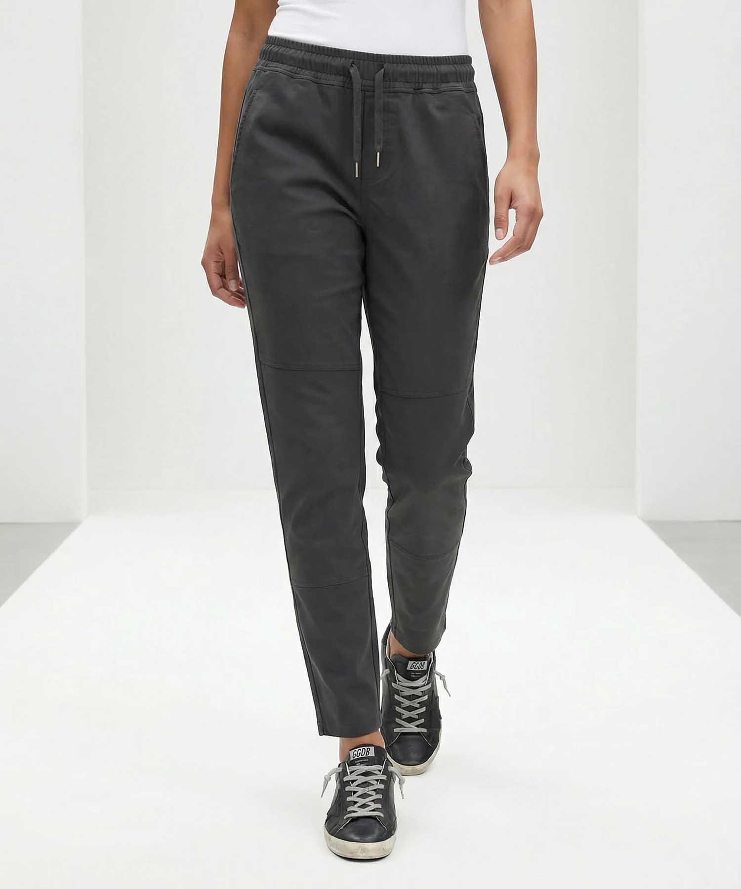 YOU TWO Hose im Materialmix in schwarz