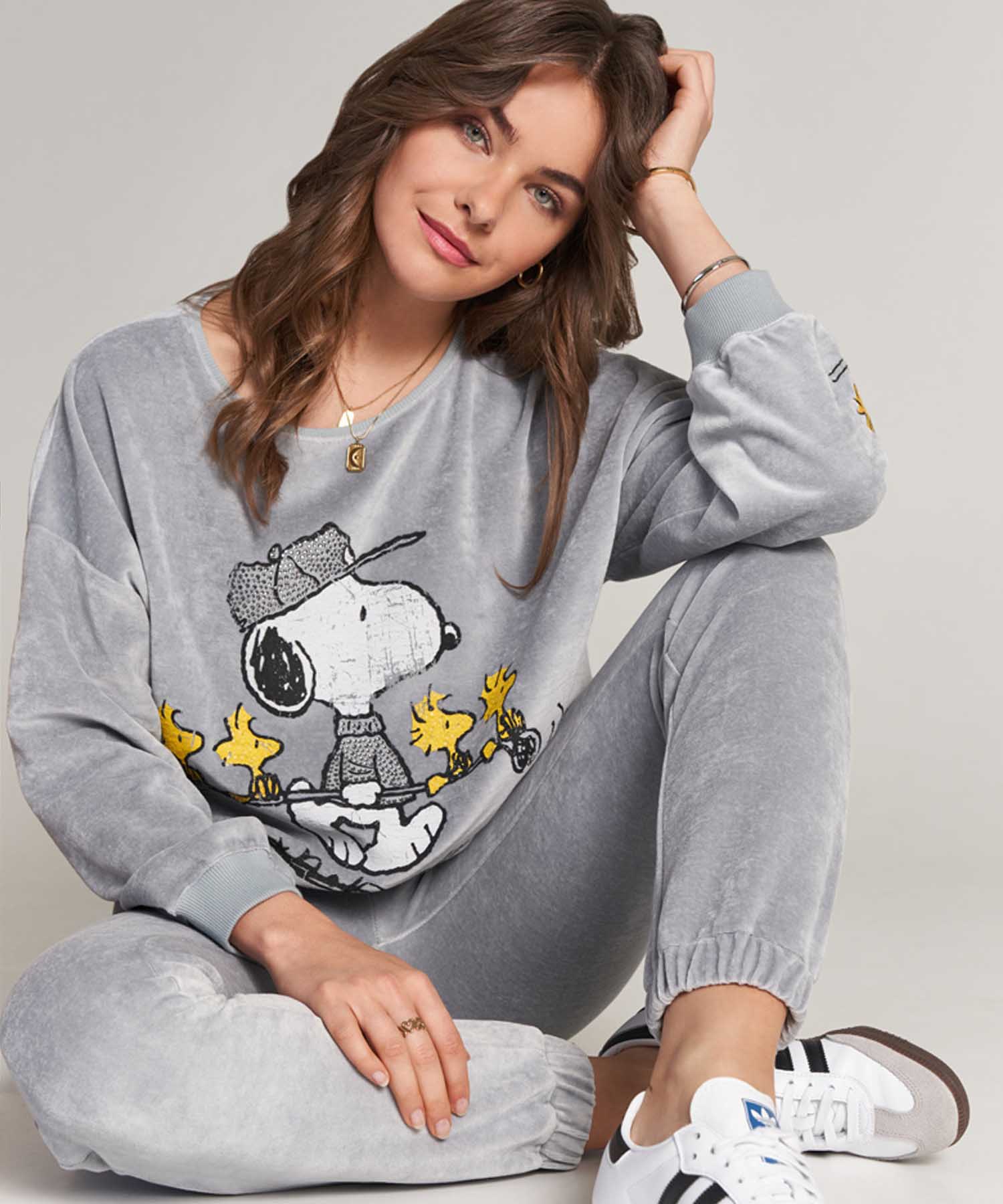 Princess goes Hollywood Sweatshirt Snoopy Golf aus Nicki-Stoff in grau