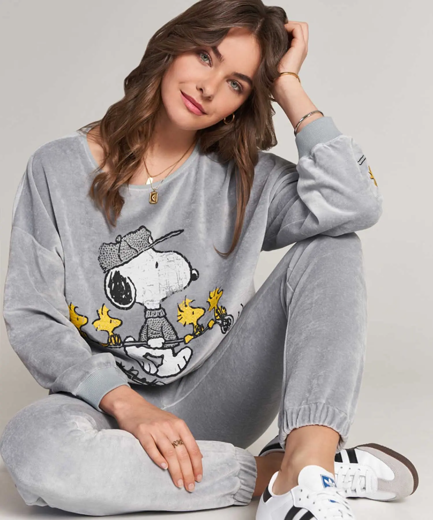 Princess goes Hollywood Sweatshirt Snoopy Golf aus Nicki-Stoff in grau