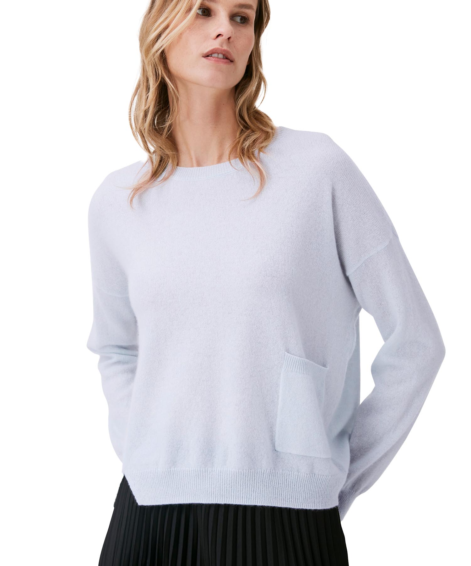 Lässiger Pullover aus reinem Cashmere von Brodie in hellblau