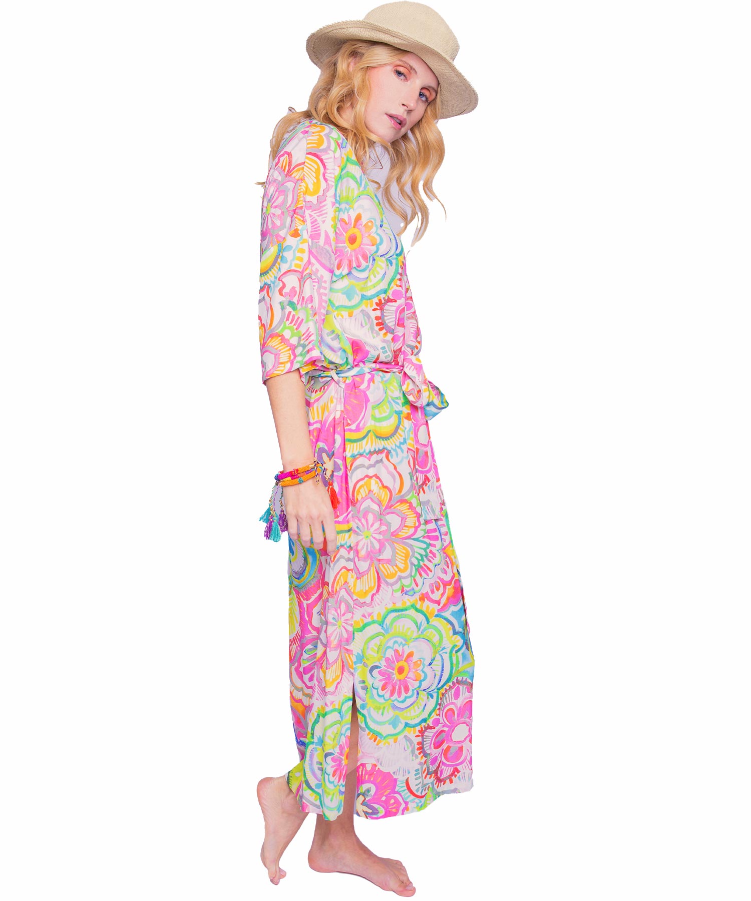 Emily van den Bergh buntes Sommerkleid im grafischen Blumendruck