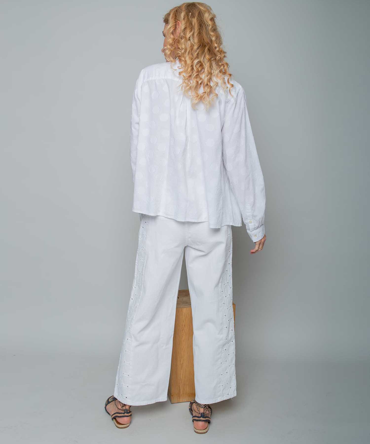 Emily van den Bergh Glockige Hemdbluse mit gewebten Dots | Modehaus Wörmann