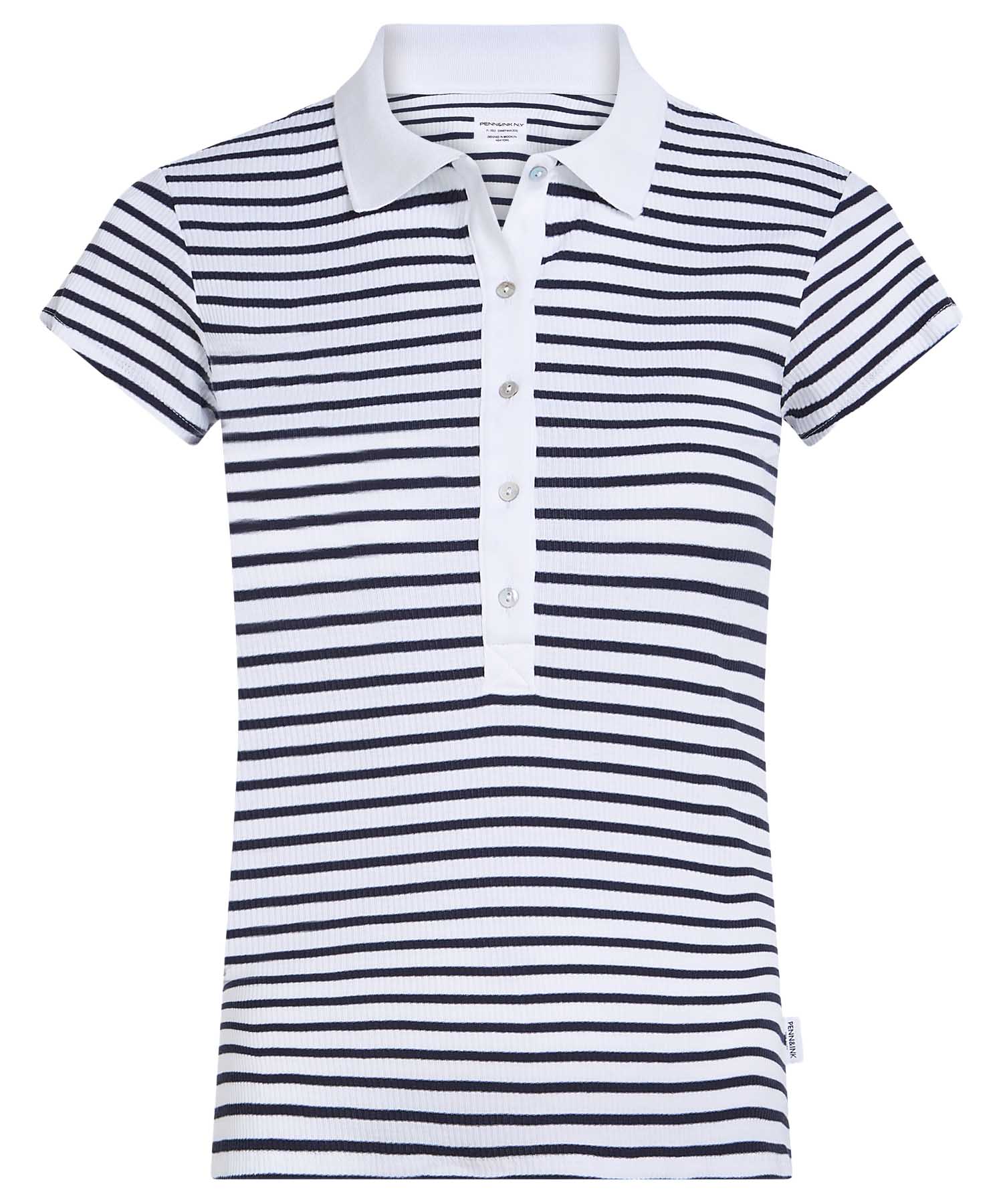 PENN&INK N.Y Polo S26F1820 White Navy | Gestreiftes Damen Polo