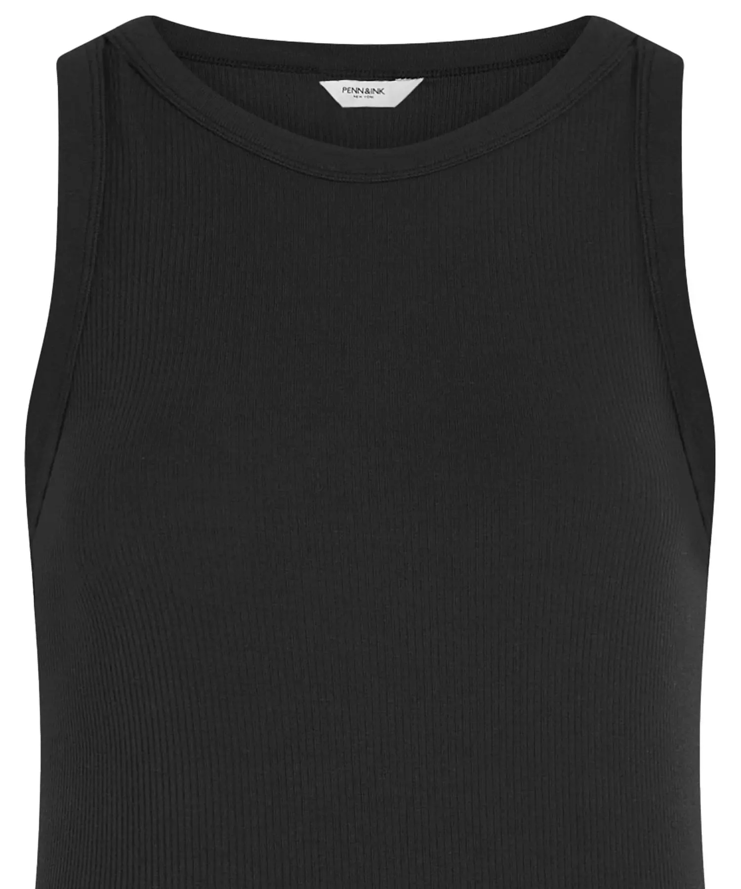 Penn and Ink Top aus Baumwolle in Rippenstruktur in schwarz