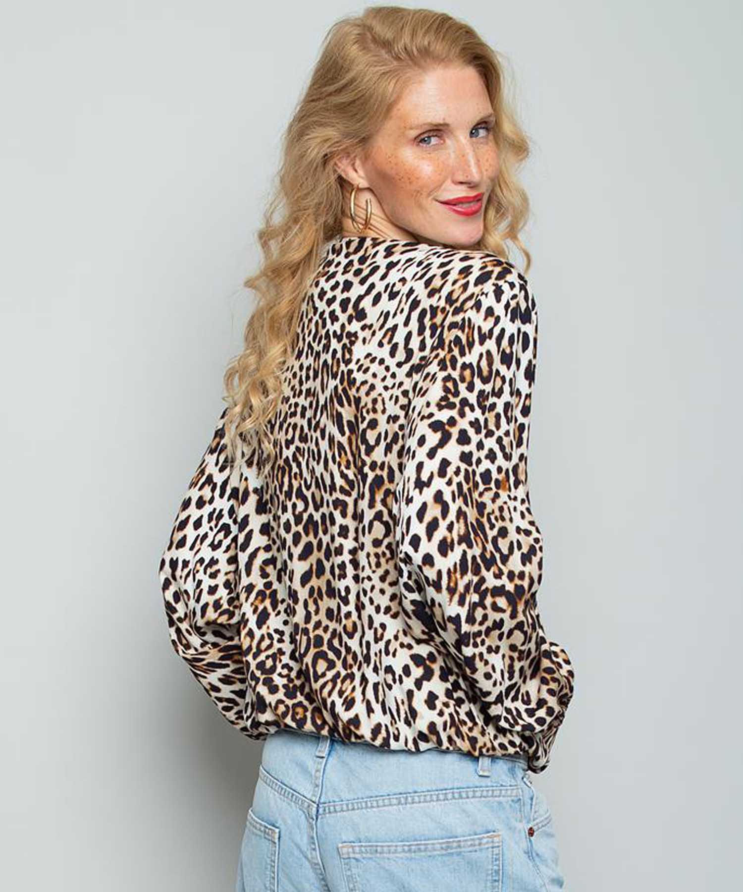 Emily van den Bergh Blusenblouson im Leo-Print aus reiner Viskose
