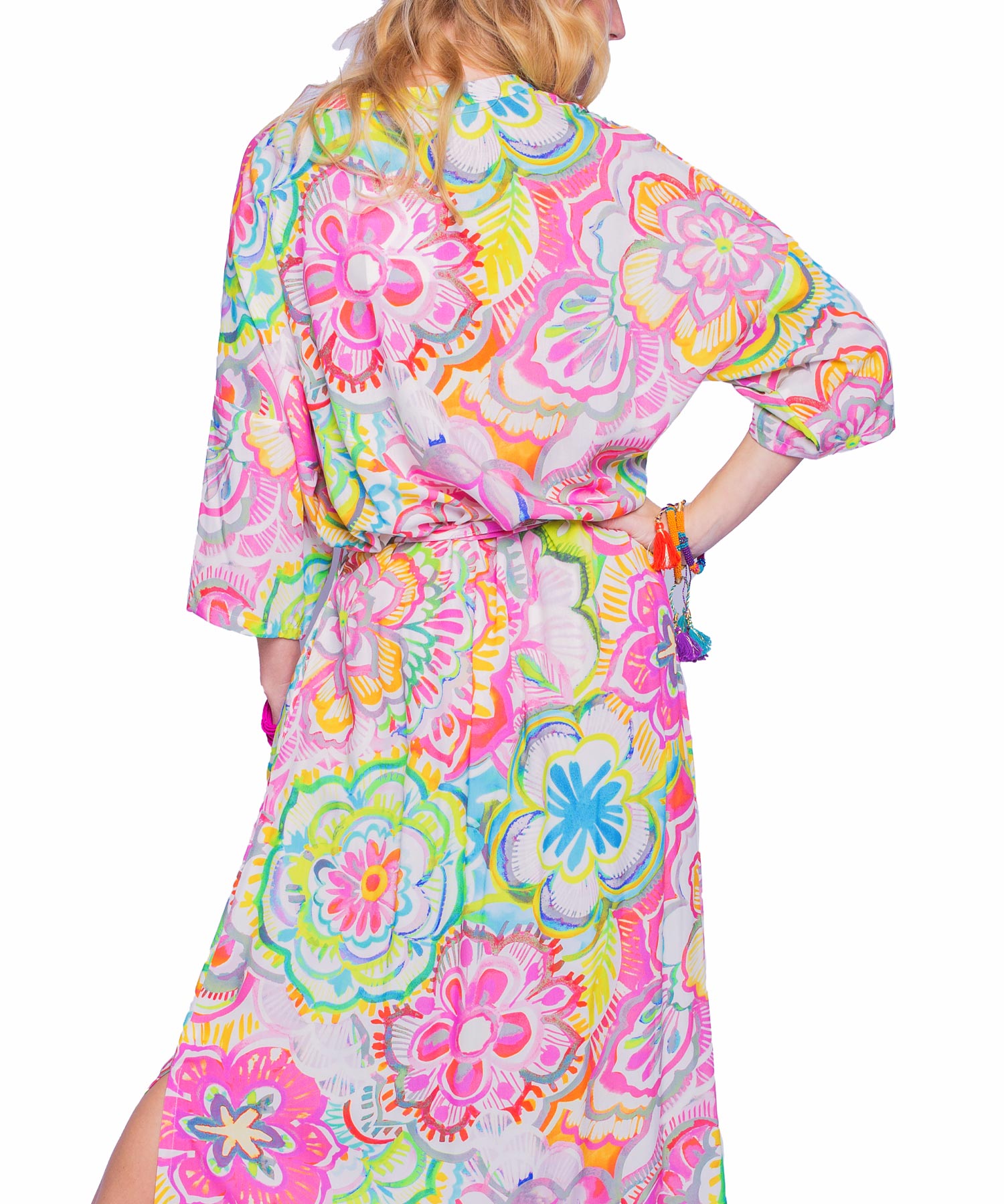 Emily van den Bergh buntes Sommerkleid im grafischen Blumendruck