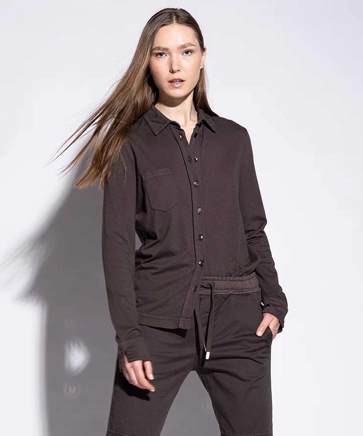 Bluse aus Jersey in braun