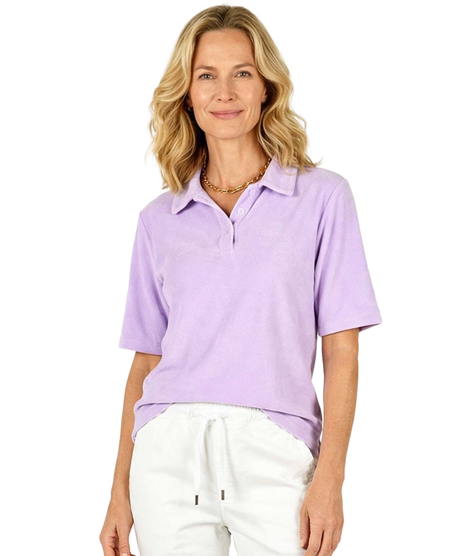 You Too Poloshirt Emma aus Frottier in Lilac | Modehaus Wörmann