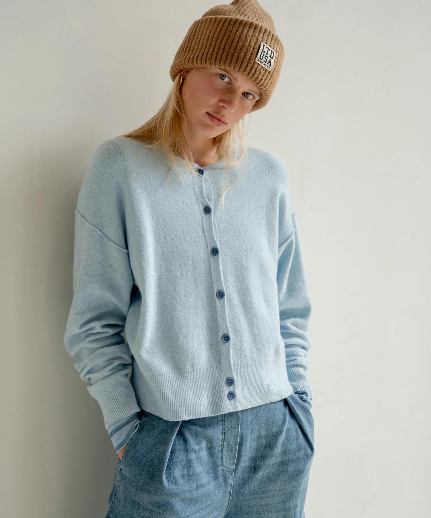 PENN&INK N.Y Cardigan aus flauschiger Baumwollmischung